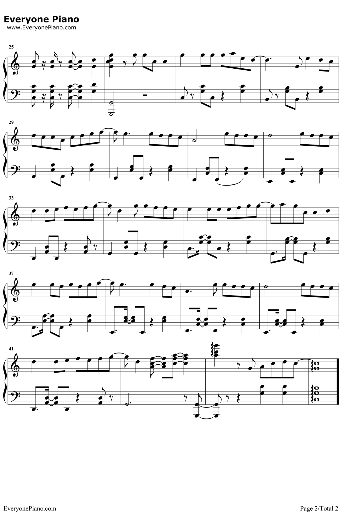 最美情侣钢琴谱2-白小白