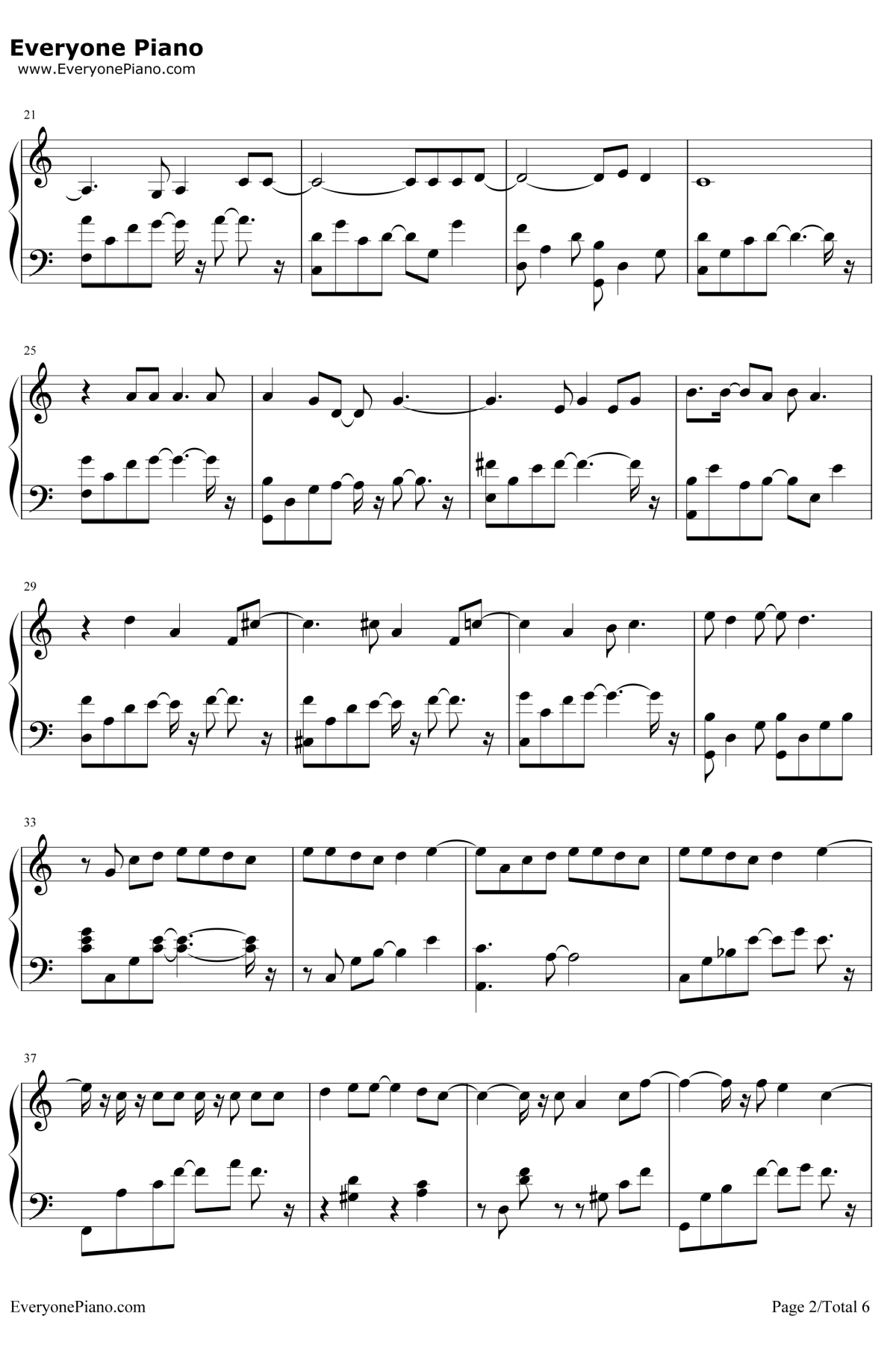 每天爱你多一些钢琴谱2-张学友