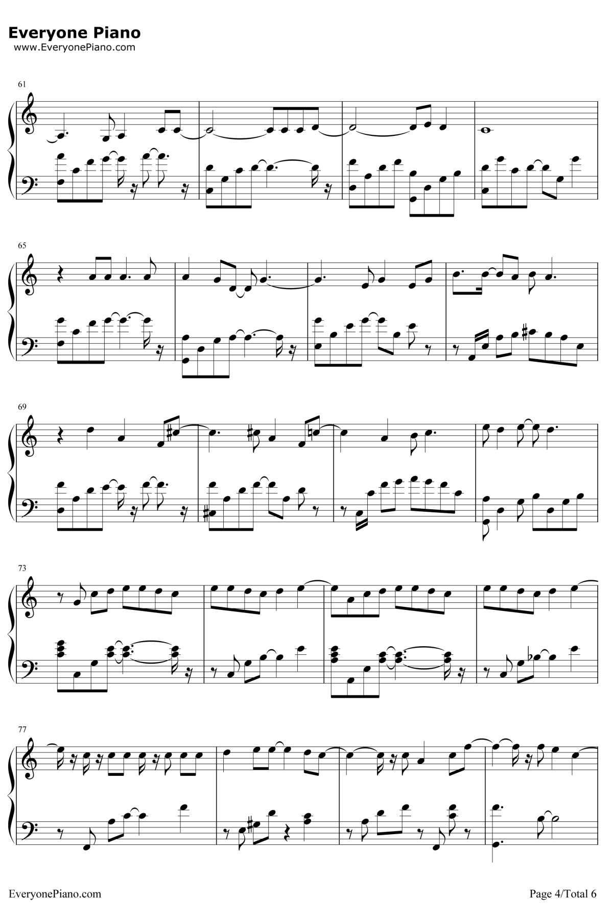 每天爱你多一些钢琴谱4-张学友