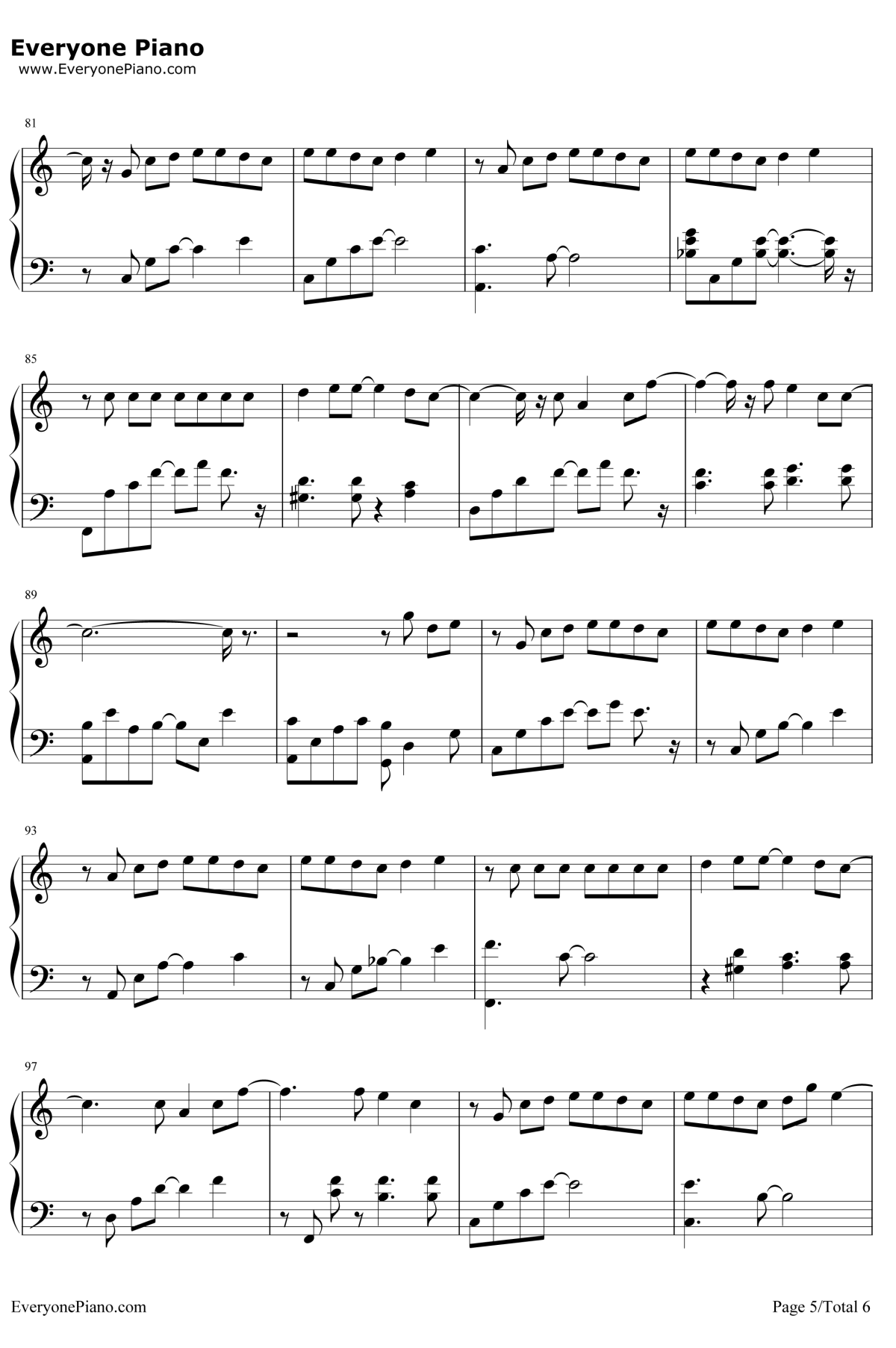 每天爱你多一些钢琴谱5-张学友