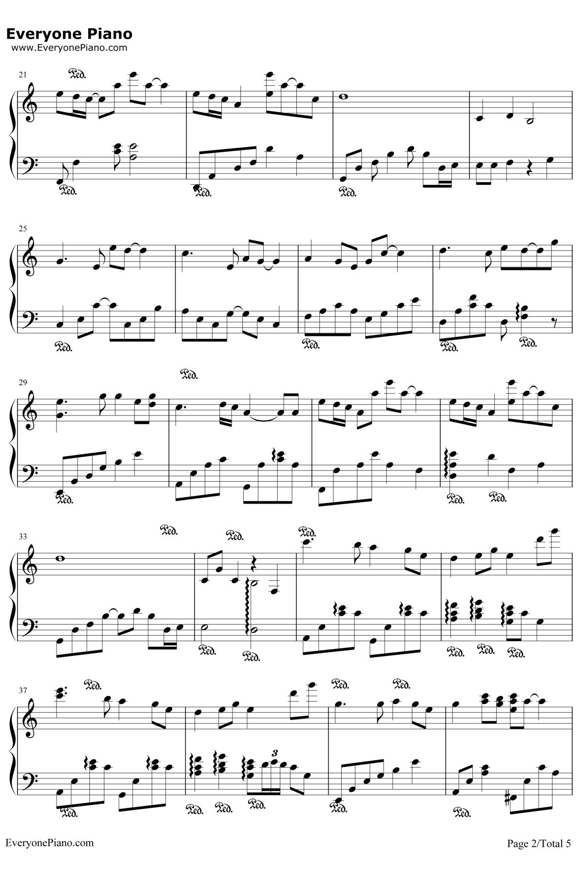 爱情钢琴谱2-莫文蔚