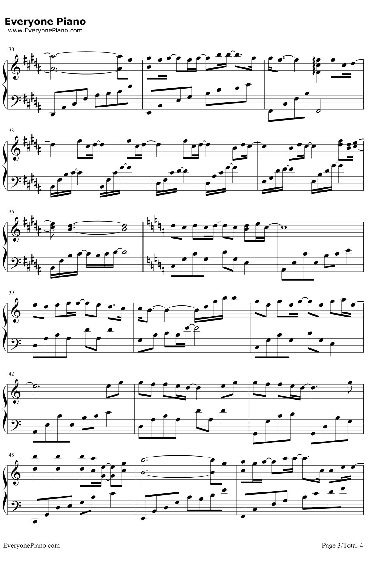 岁月钢琴谱3-王菲