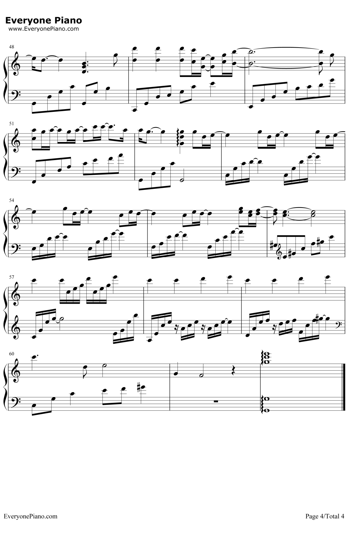 岁月钢琴谱4-王菲