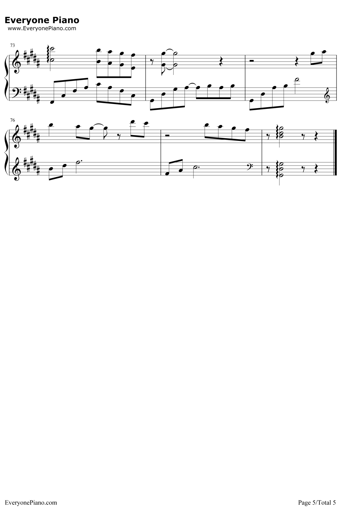 太多钢琴谱5-陈冠蒲