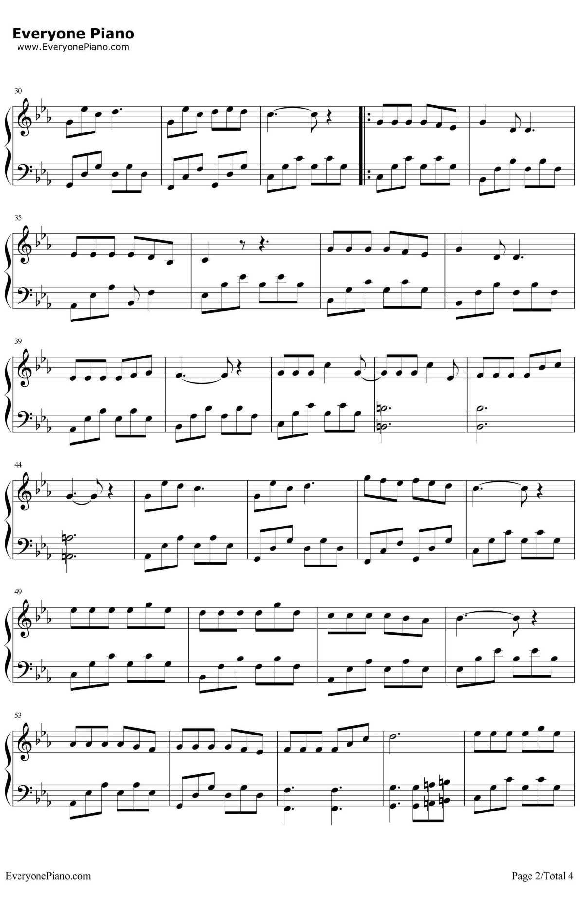 三生三世钢琴谱2-张杰