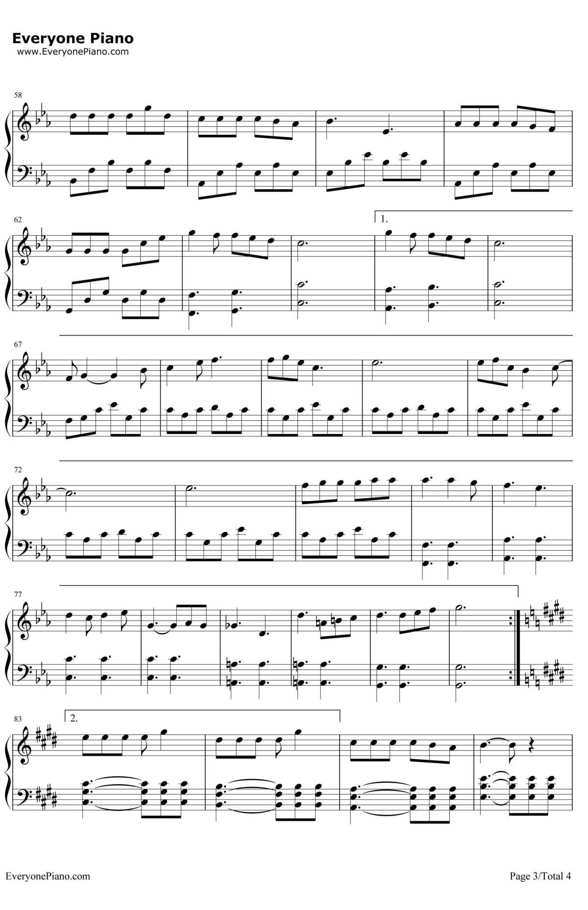 三生三世钢琴谱3-张杰