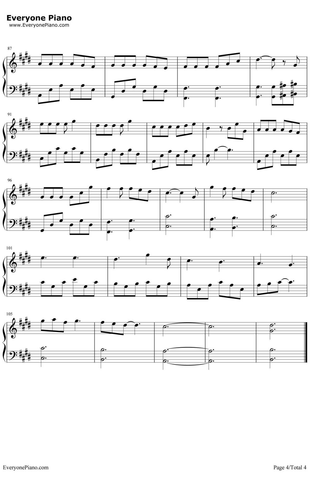 三生三世钢琴谱4-张杰