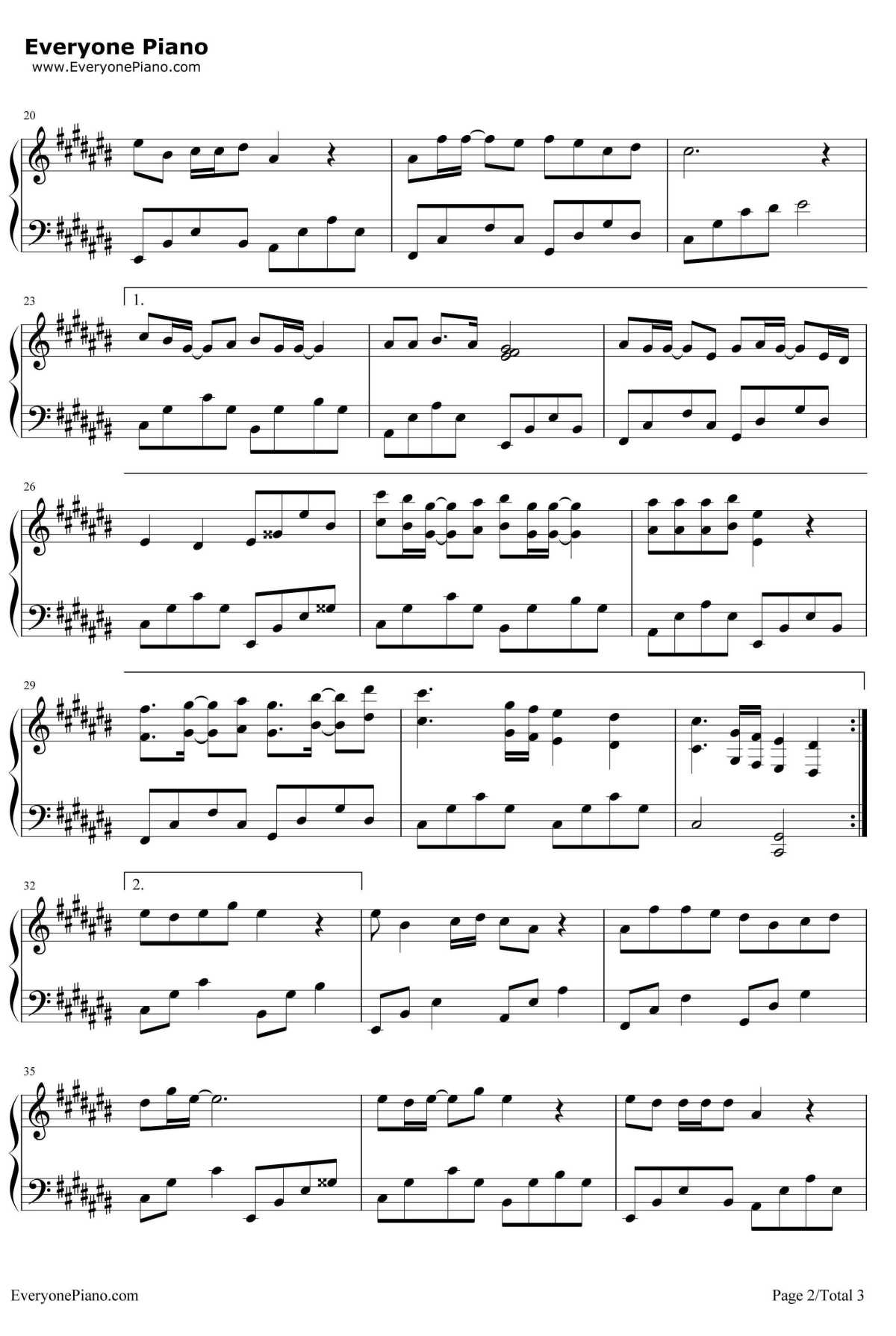 异乡人钢琴谱2-李健