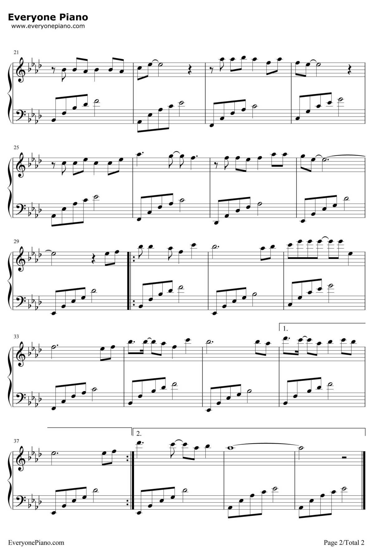 为爱痴狂钢琴谱2-刘若英