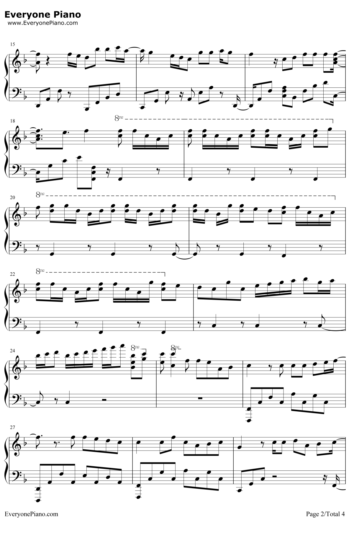 爱情天堂钢琴谱2-陈慧琳