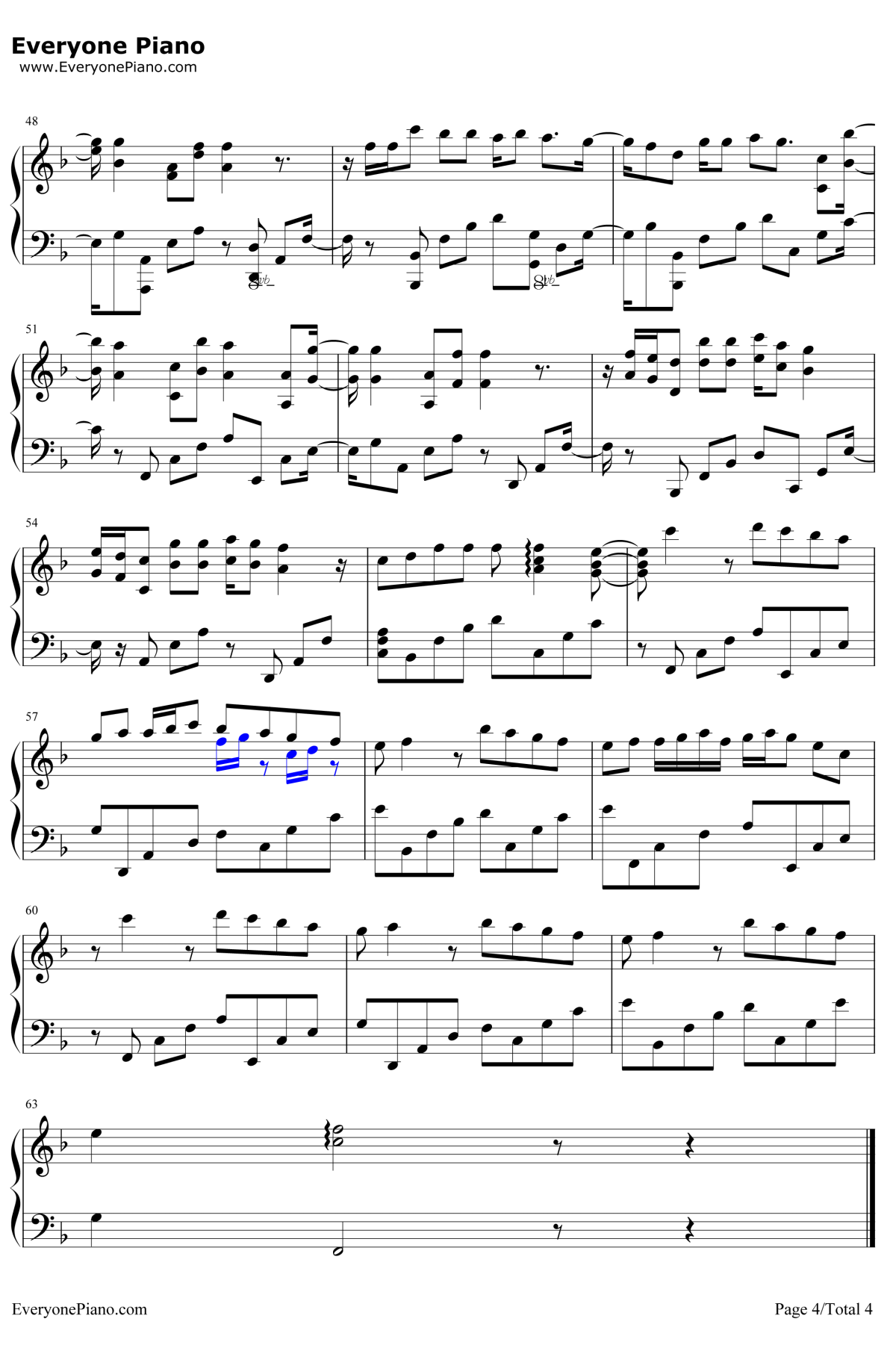 爱情天堂钢琴谱4-陈慧琳