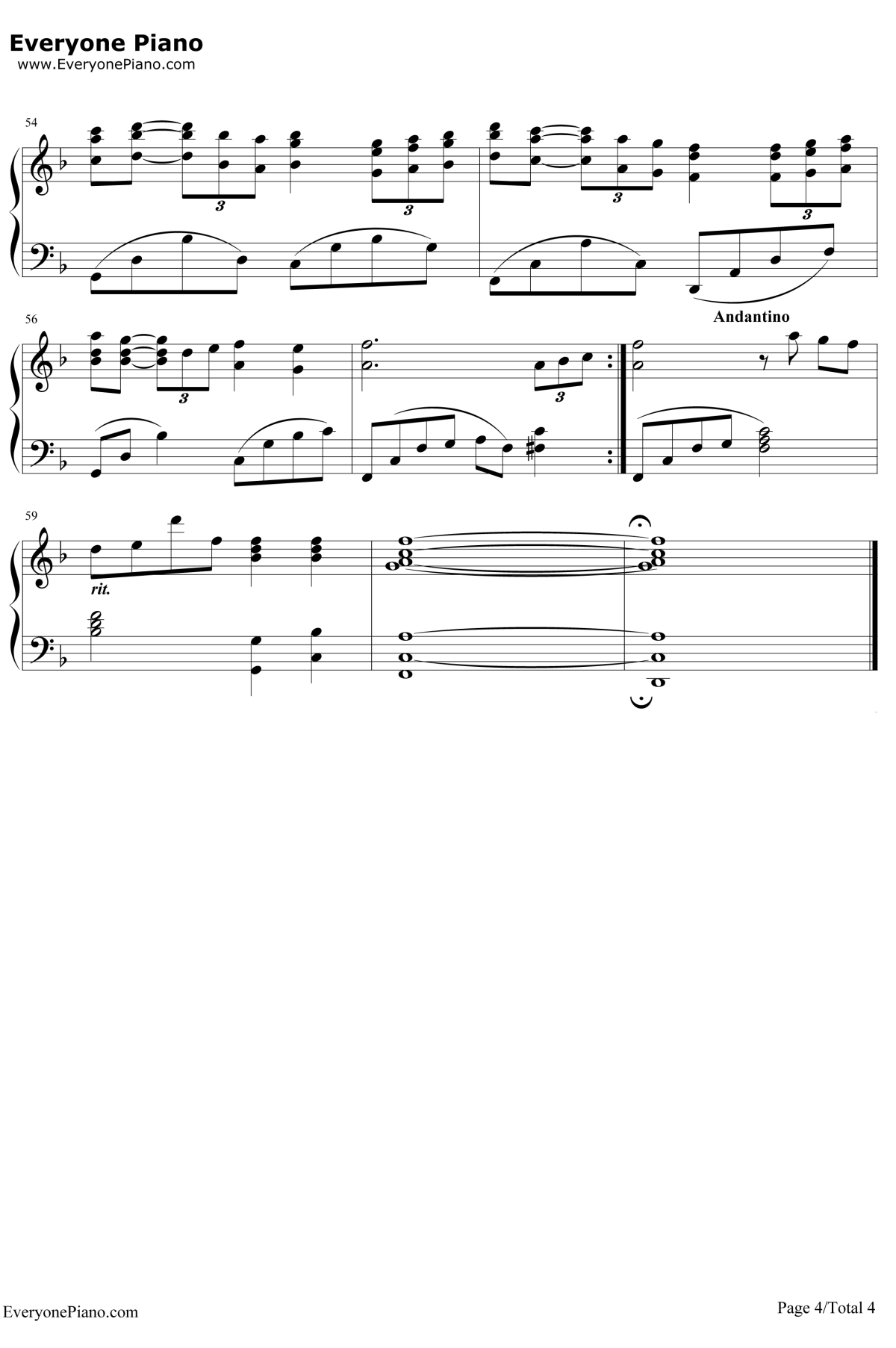 白天不懂夜的黑钢琴谱4-黄小琥