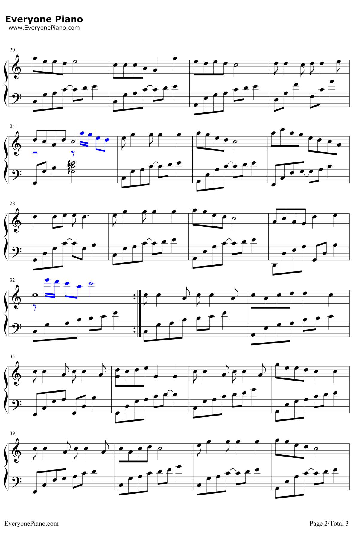 荷塘月色钢琴谱2-凤凰传奇