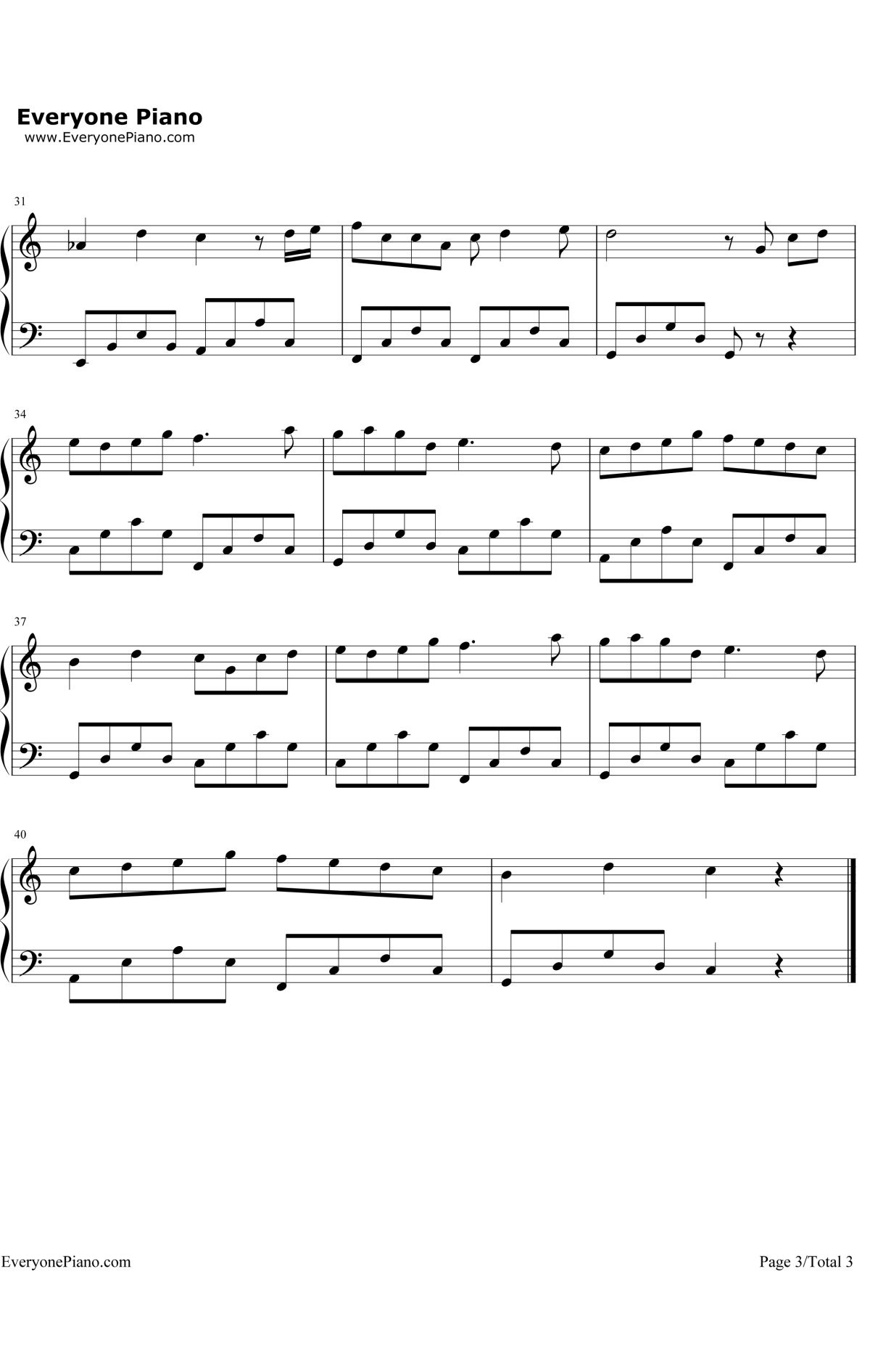 魔法城堡钢琴谱3-TFBOYS