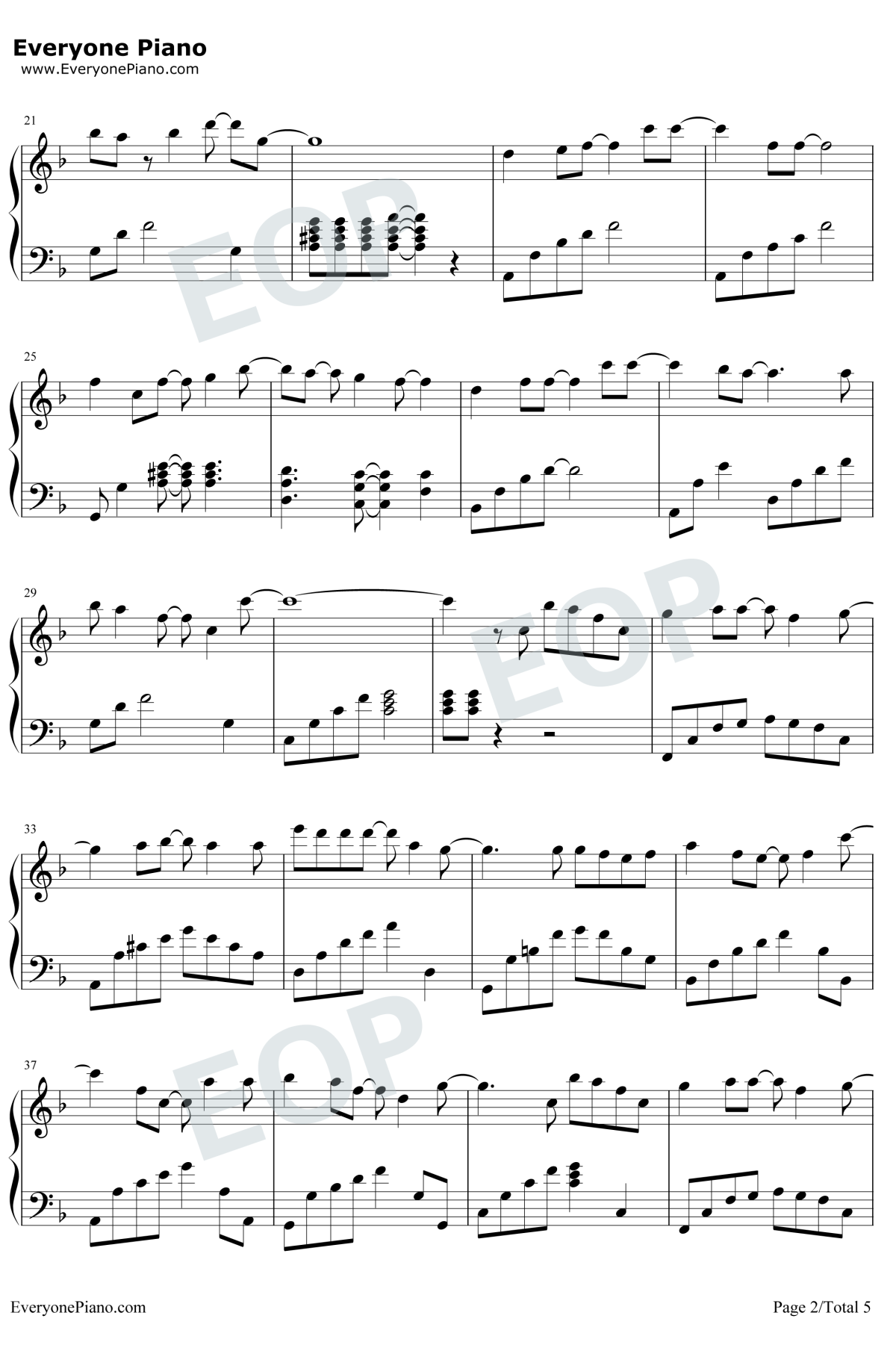 我们的爱没有错钢琴谱2-胡夏