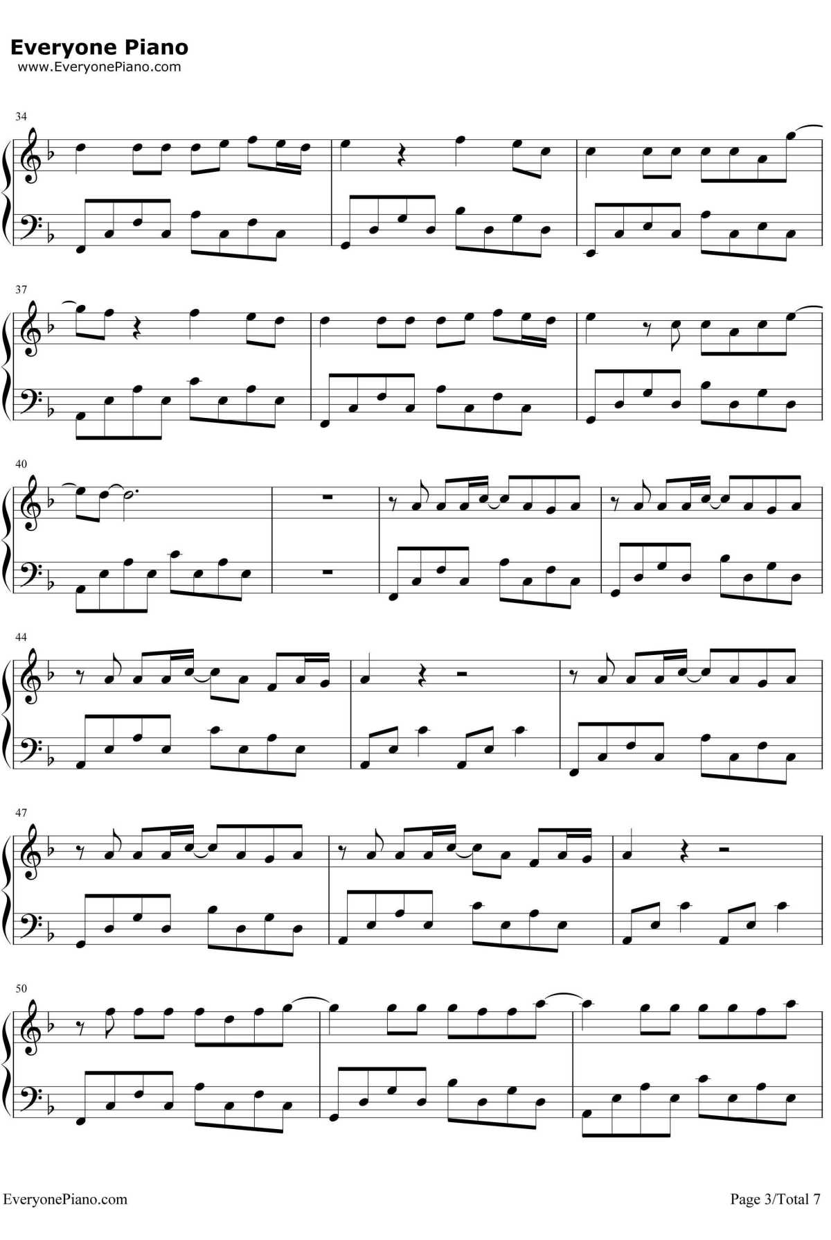 多幸运钢琴谱3-韩安旭