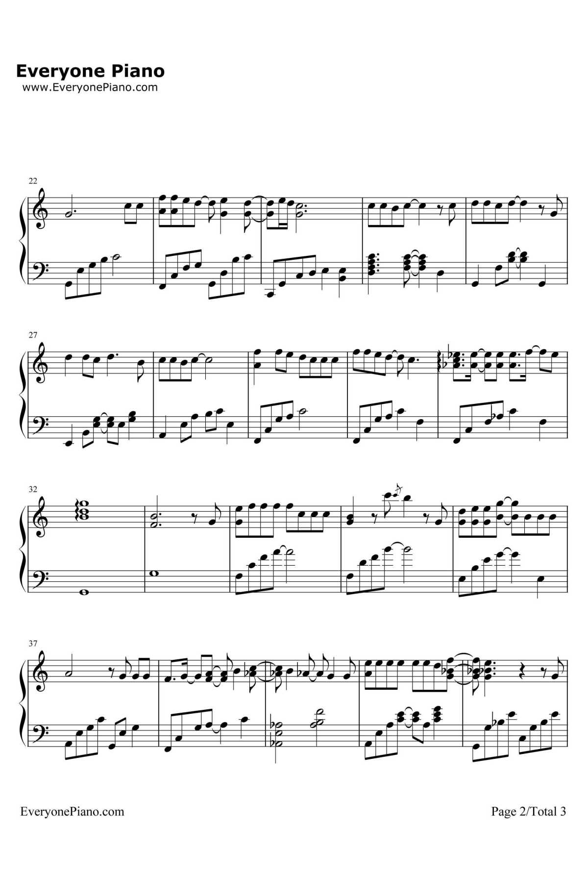 一个人钢琴谱2-张艺兴