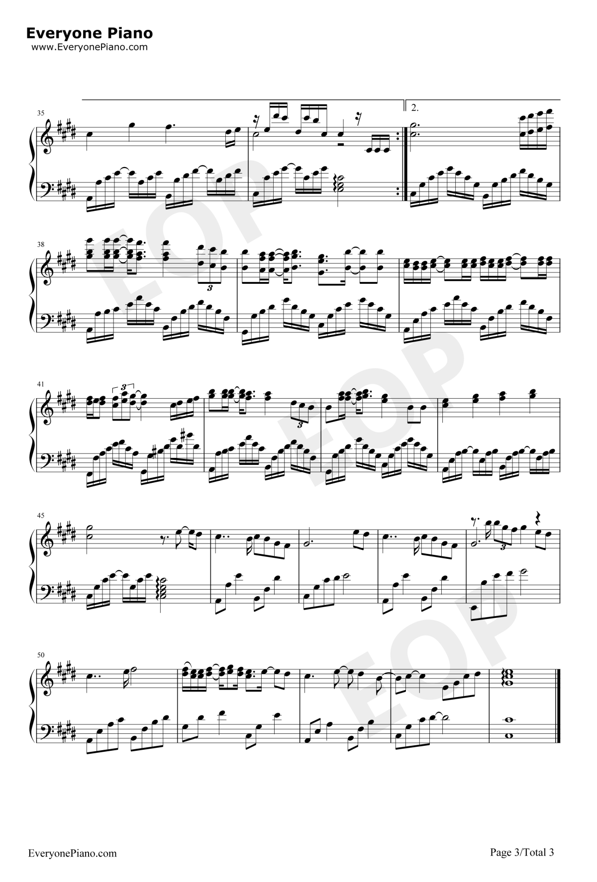 天下钢琴谱3-张杰