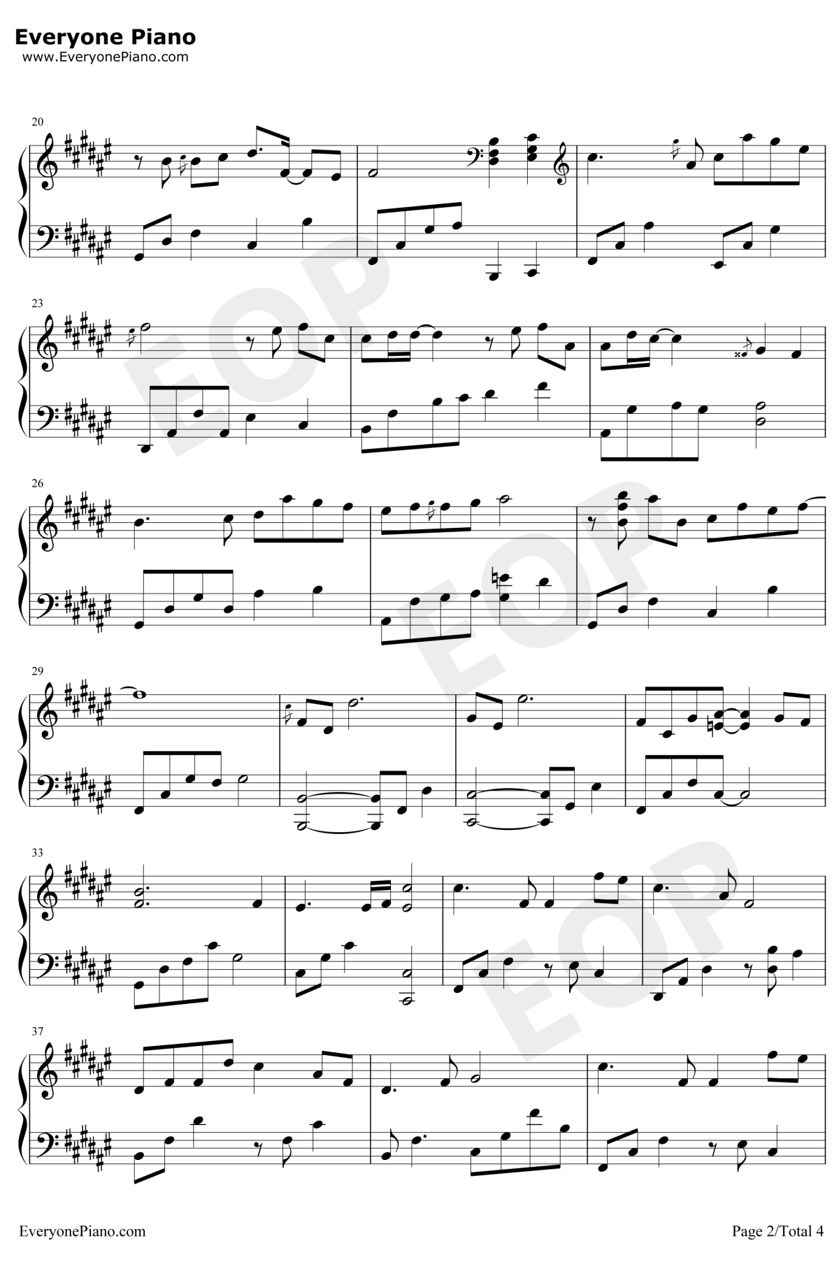 无关钢琴谱2-周深