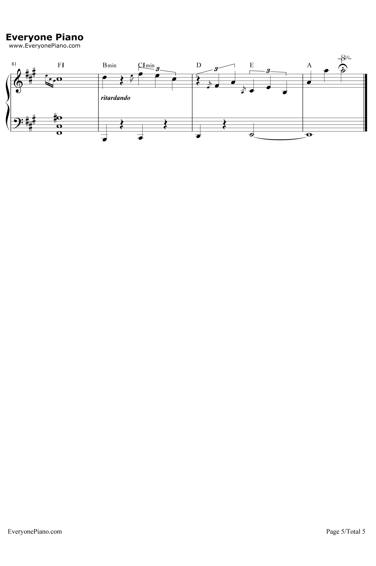 爱爱爱钢琴谱5-方大同