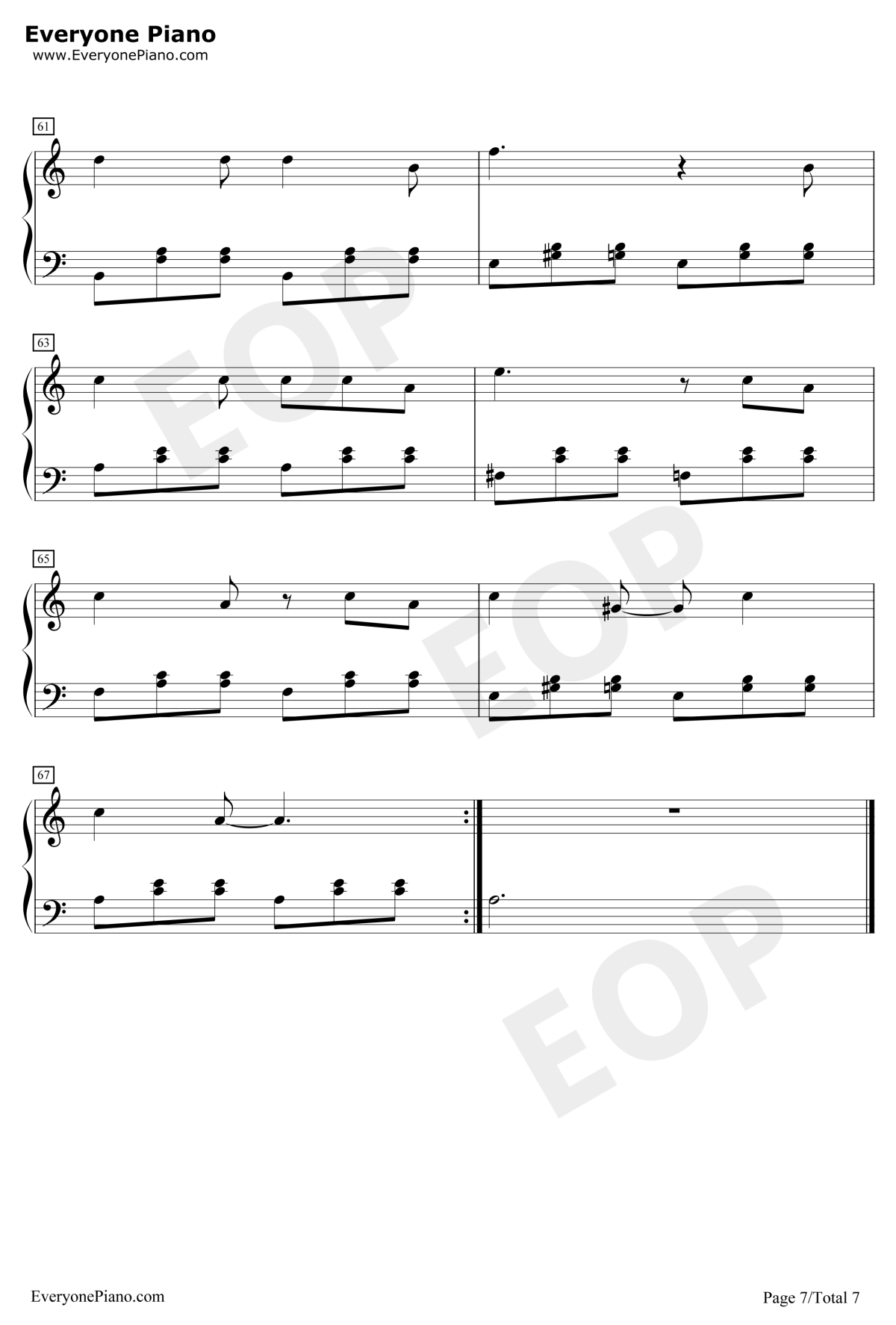 我要我们在一起钢琴谱7-范晓萱