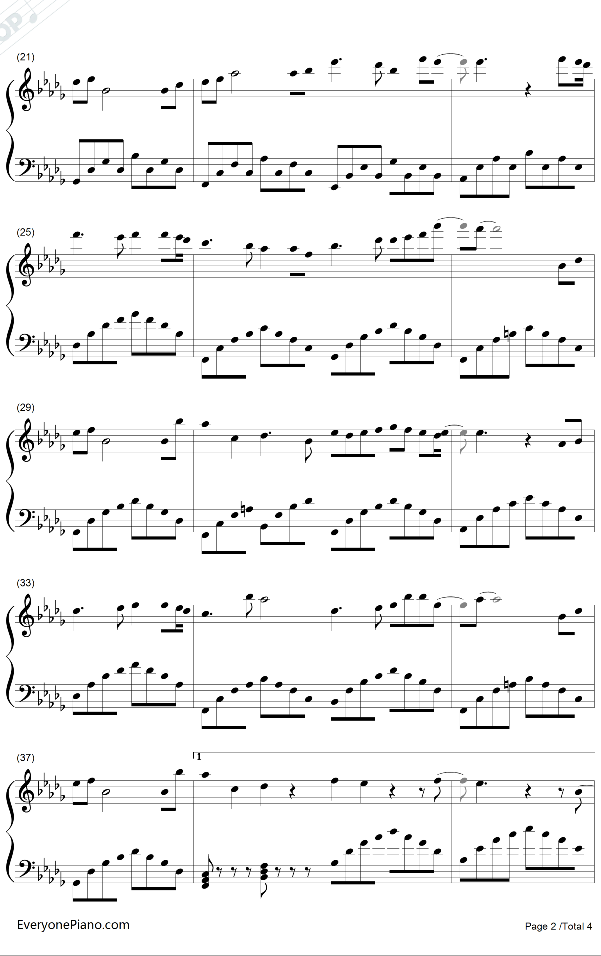 如歌钢琴谱2-张杰