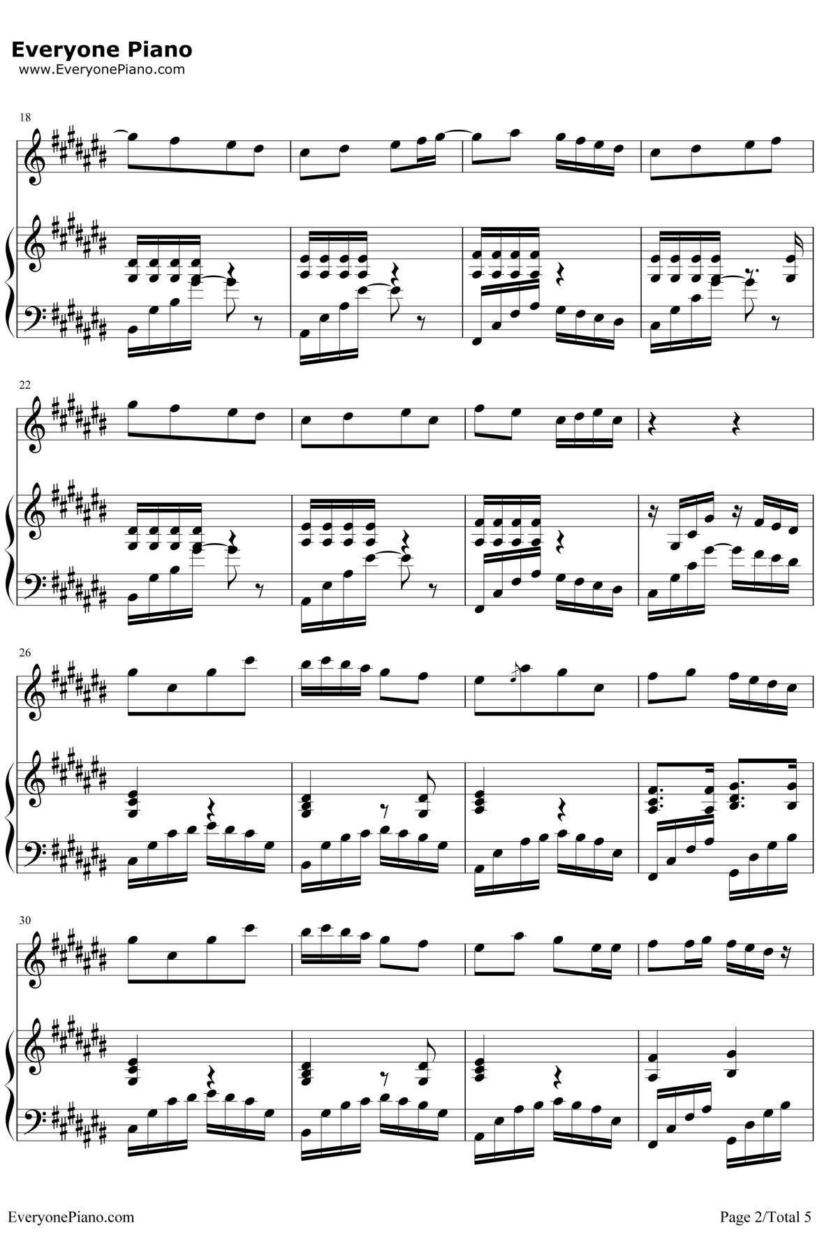 香水百合钢琴谱2-张韶涵