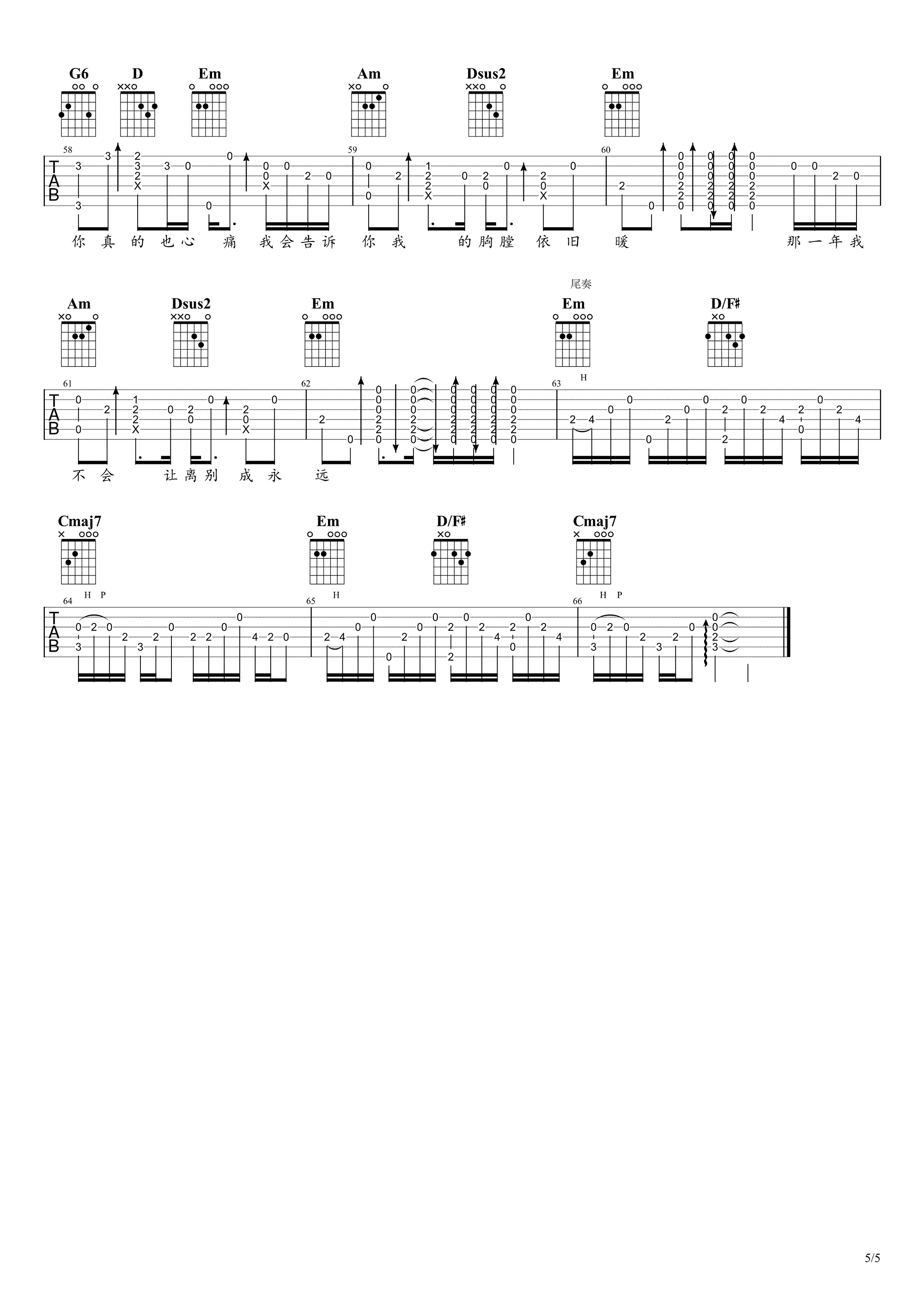 等一分钟指弹吉他谱5-徐誉滕
