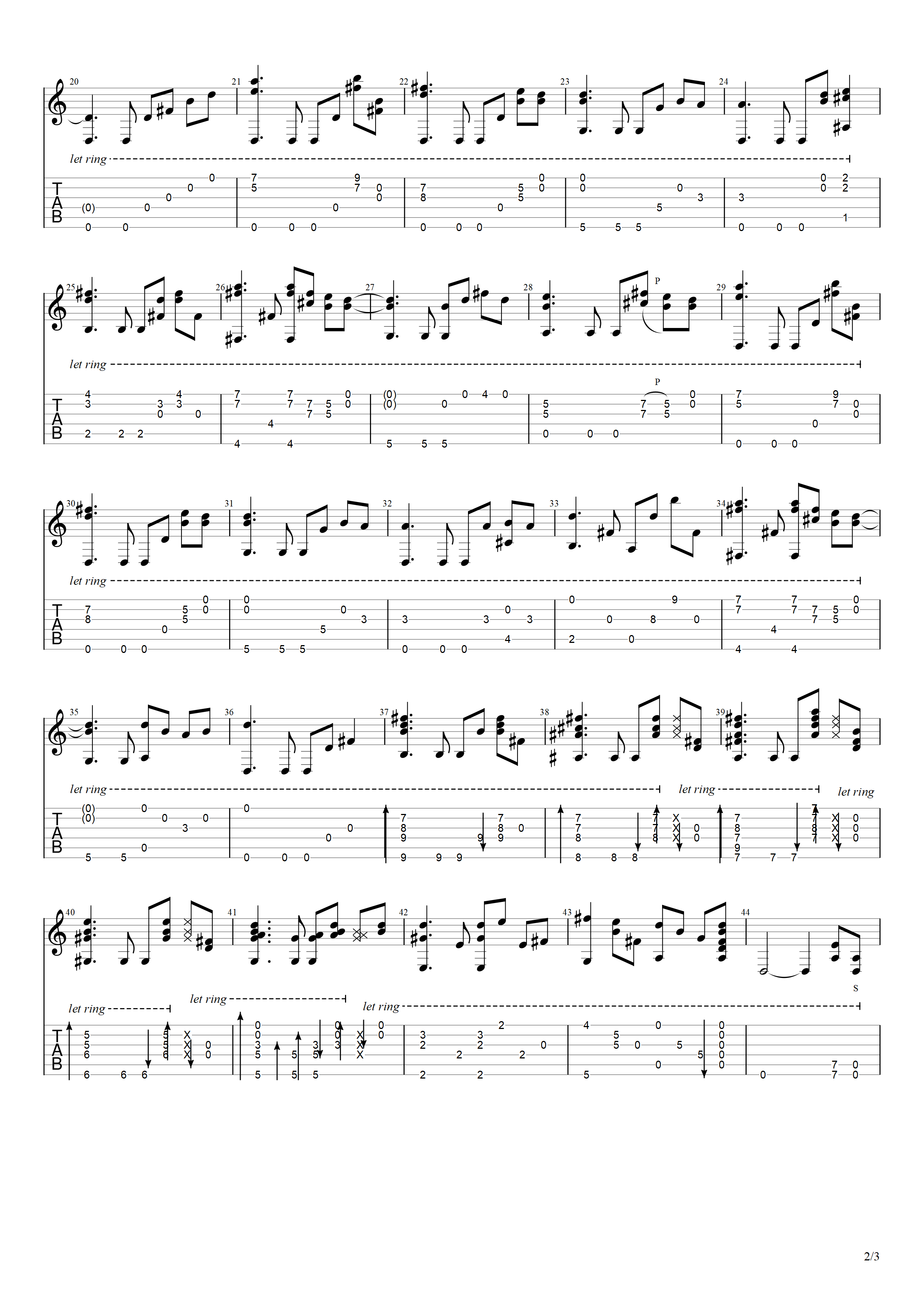 彩虹猎人指弹吉他谱2-中川砂人