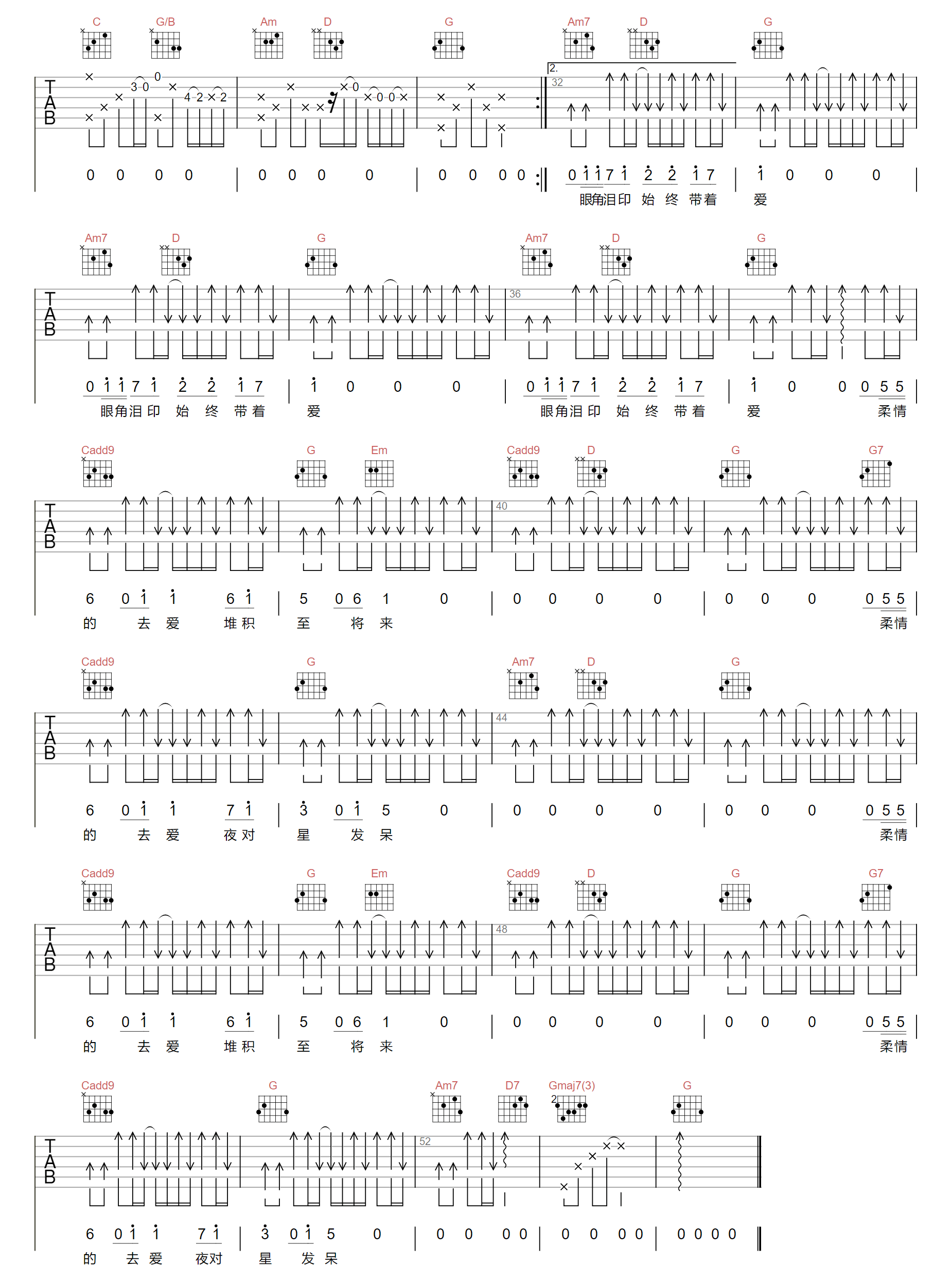 堆积情感吉他谱2-大笨