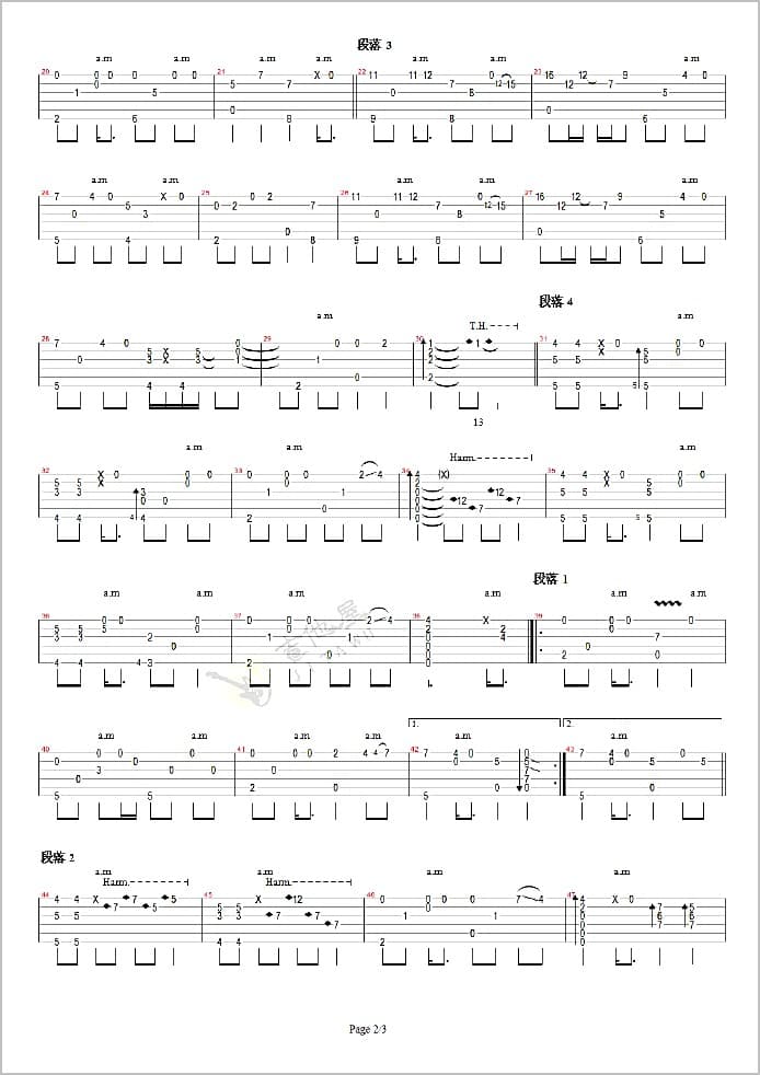 月亮的眼泪指弹吉他谱2-押尾桑