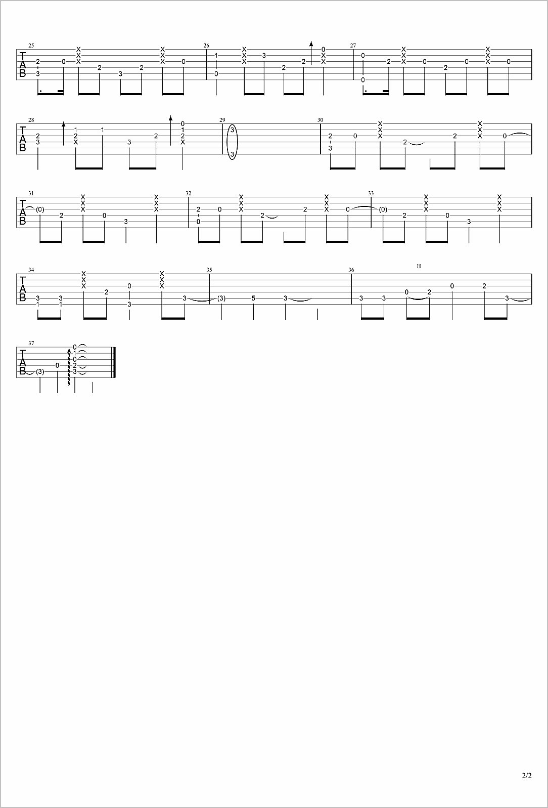 不怕指弹吉他谱2-赵蕾