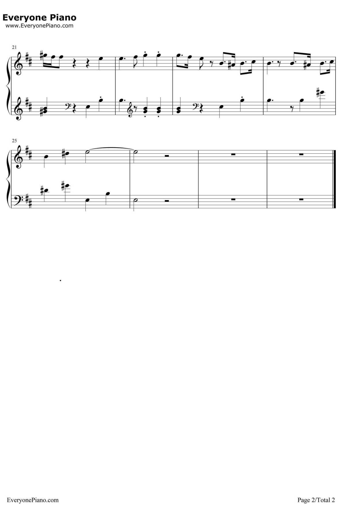 海绵宝宝钢琴谱2