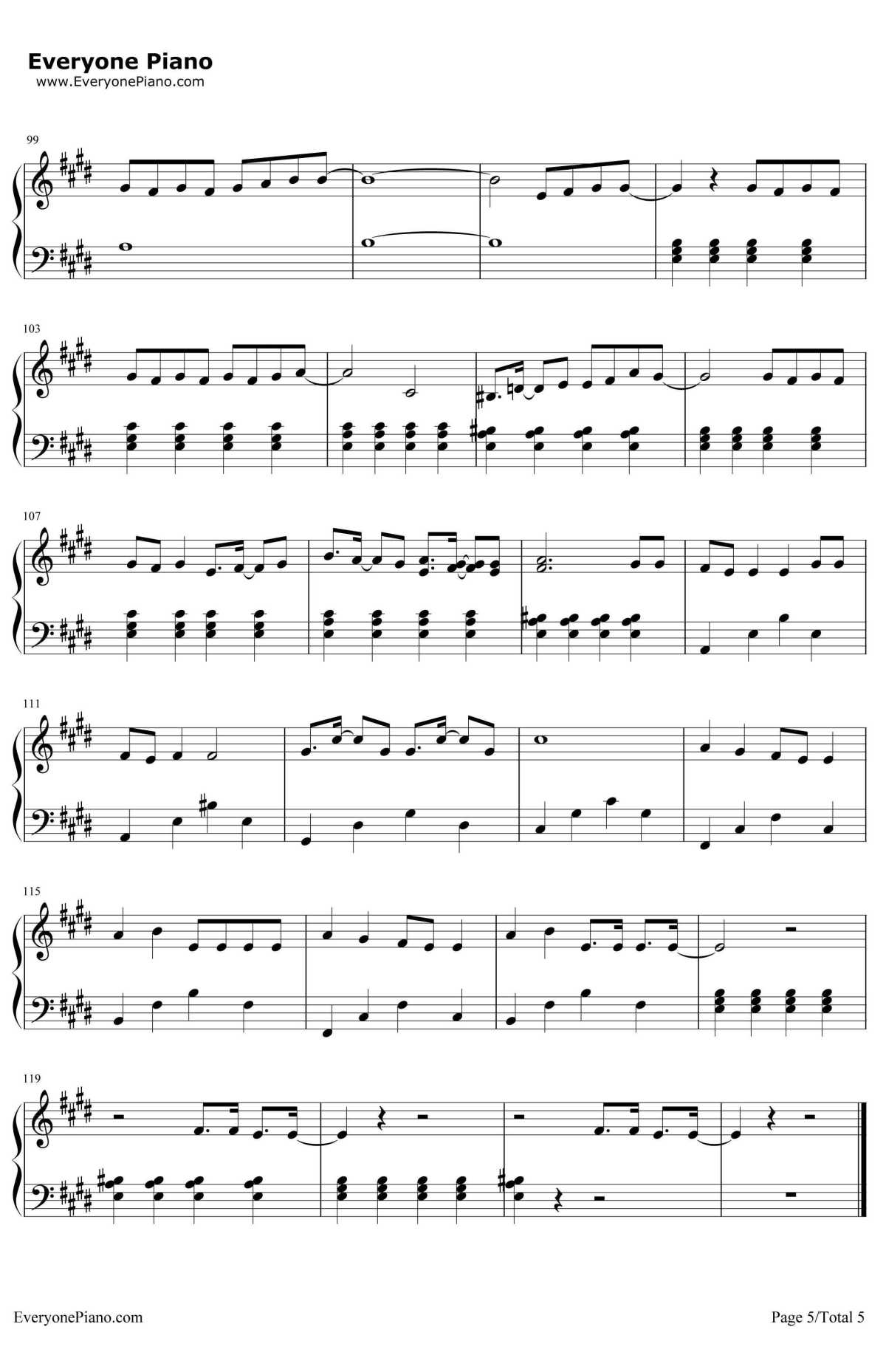 你下来吧钢琴谱5