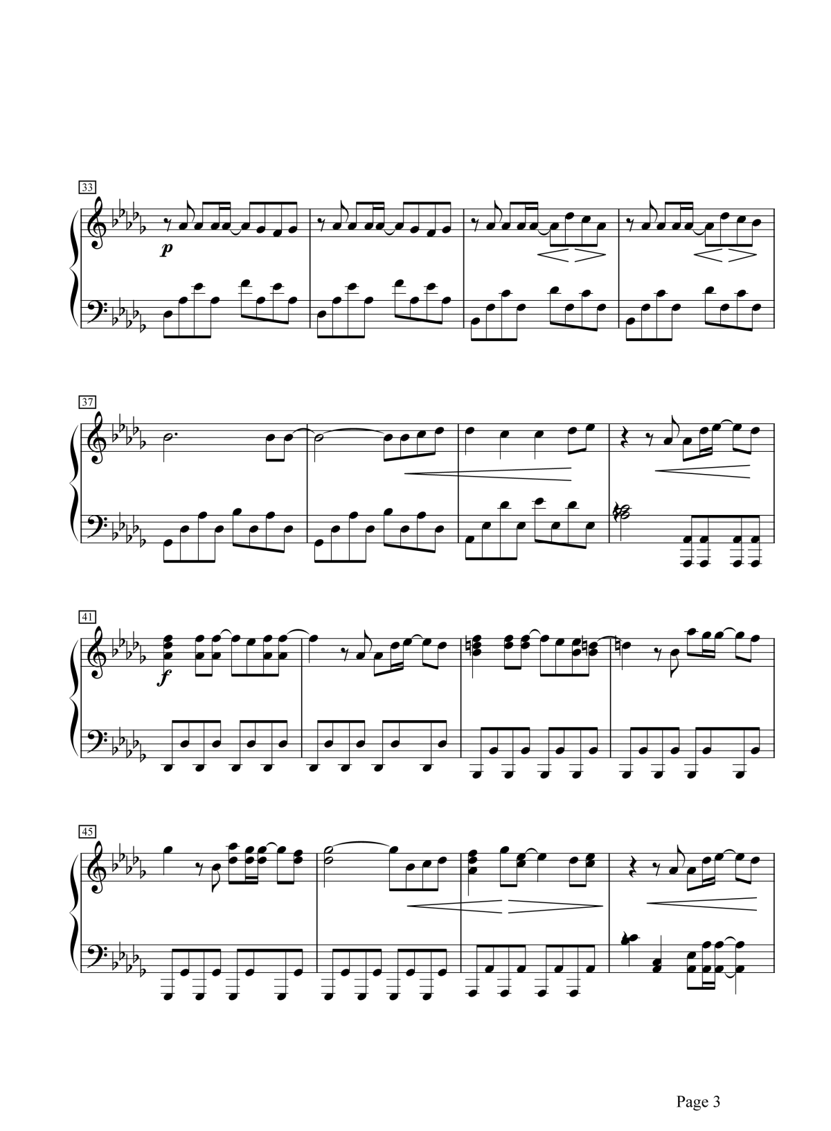 默默无语钢琴谱3