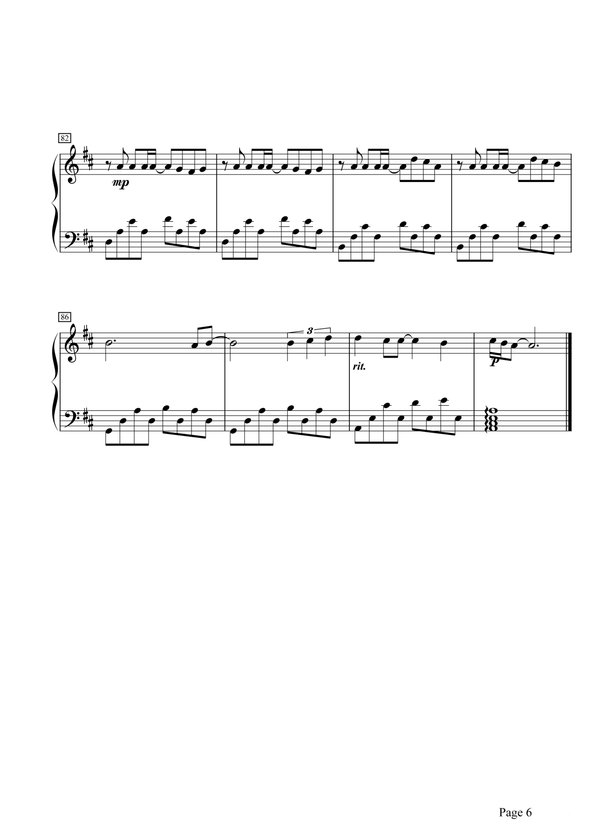 默默无语钢琴谱6