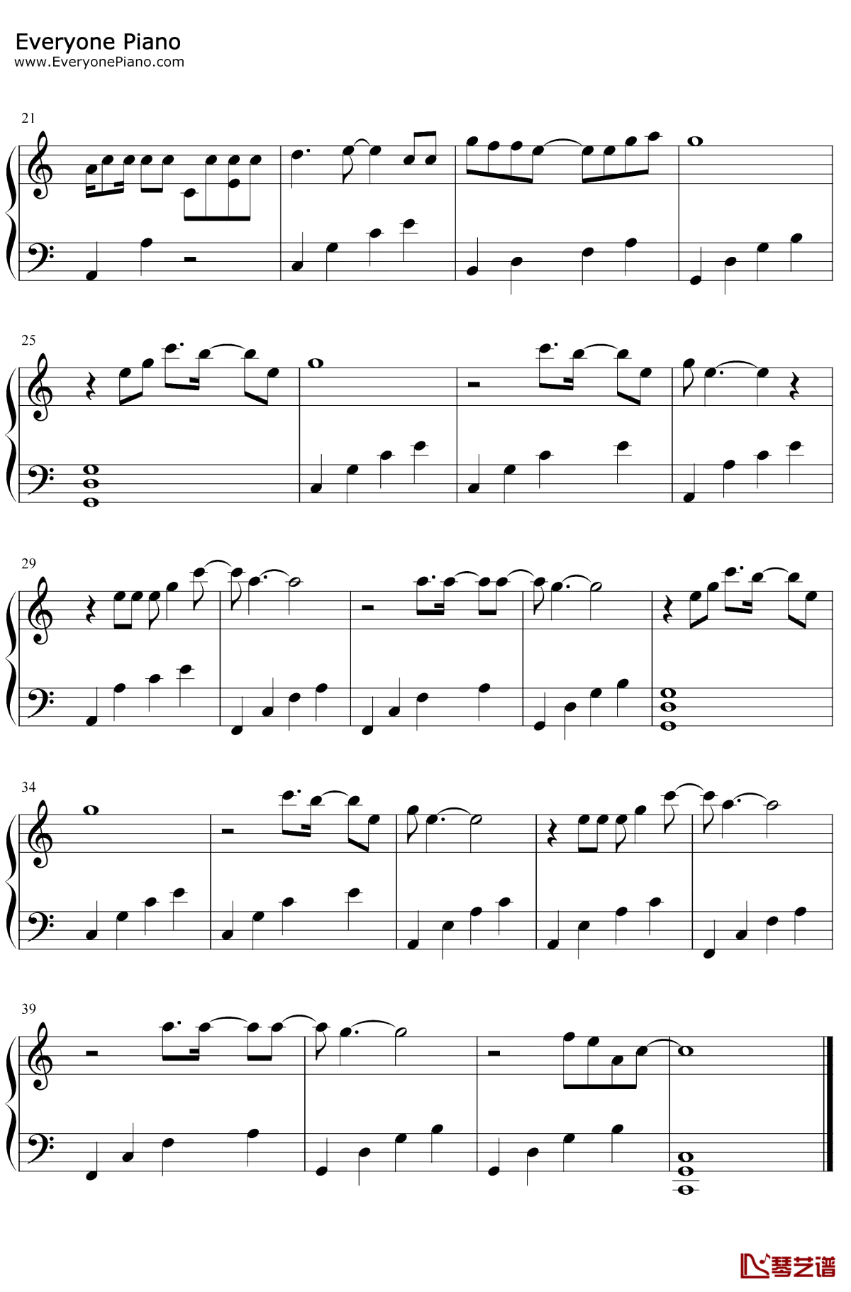 飞得更高钢琴谱2