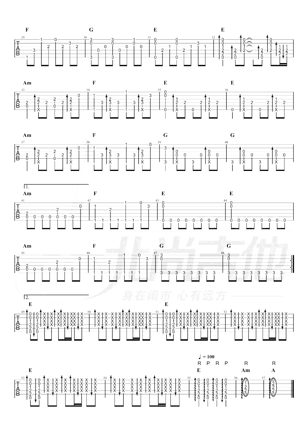 云宫迅音指弹谱_西游记序曲_吉他指弹演示视频