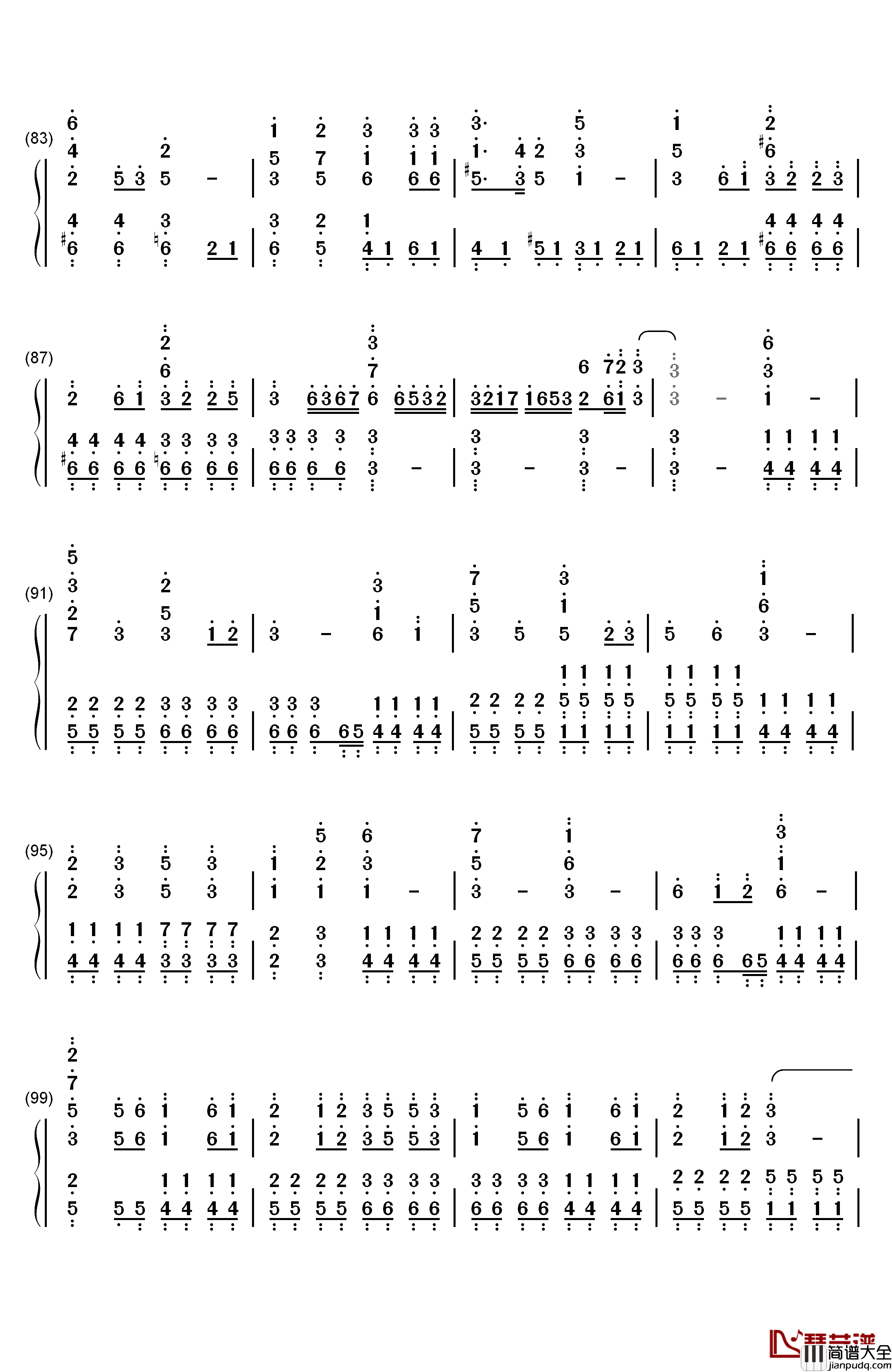 Asian_Dream_Song钢琴简谱_数字双手_久石让