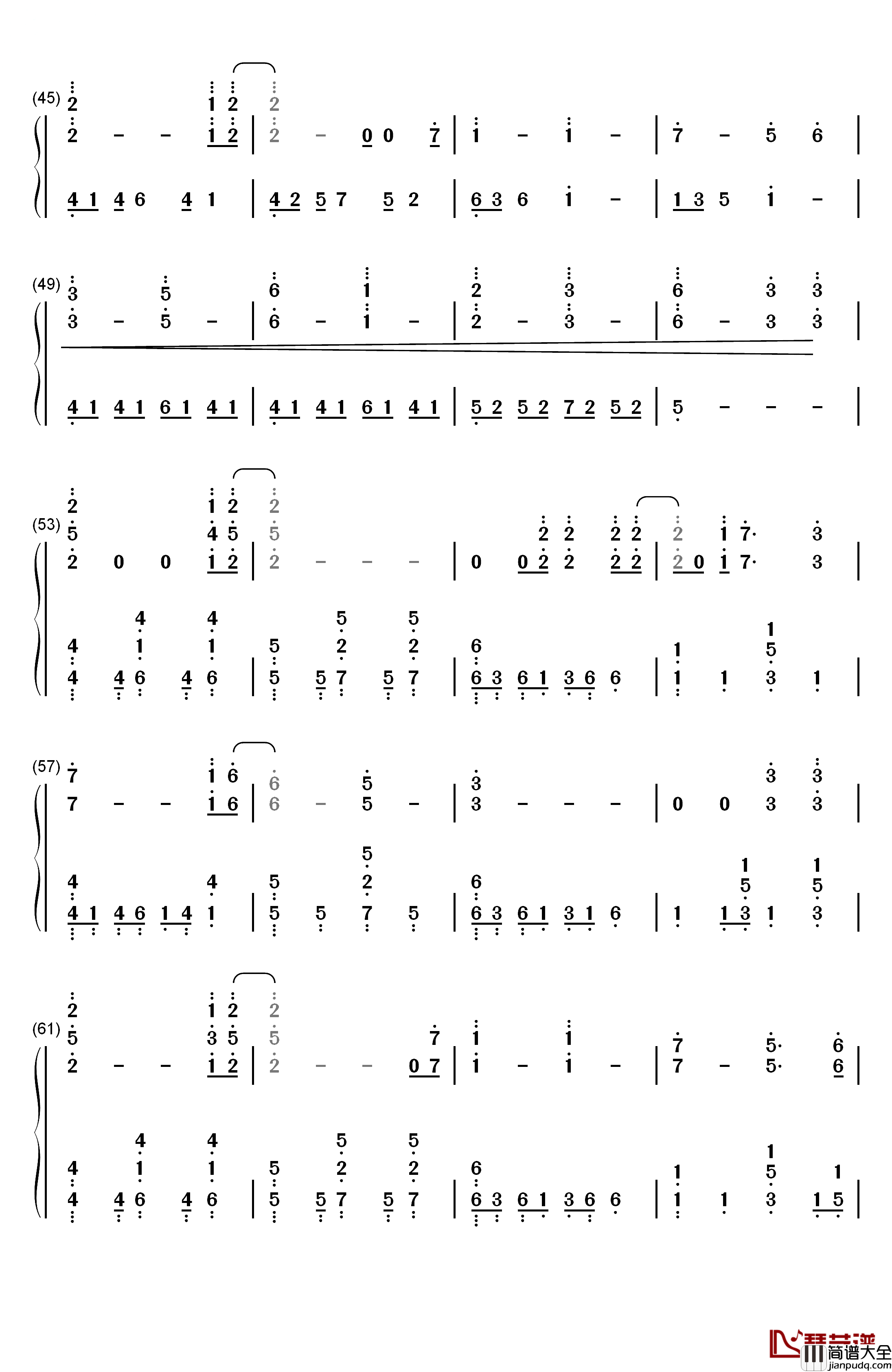 Glassy_Sky钢琴简谱_数字双手_Donna_Burke