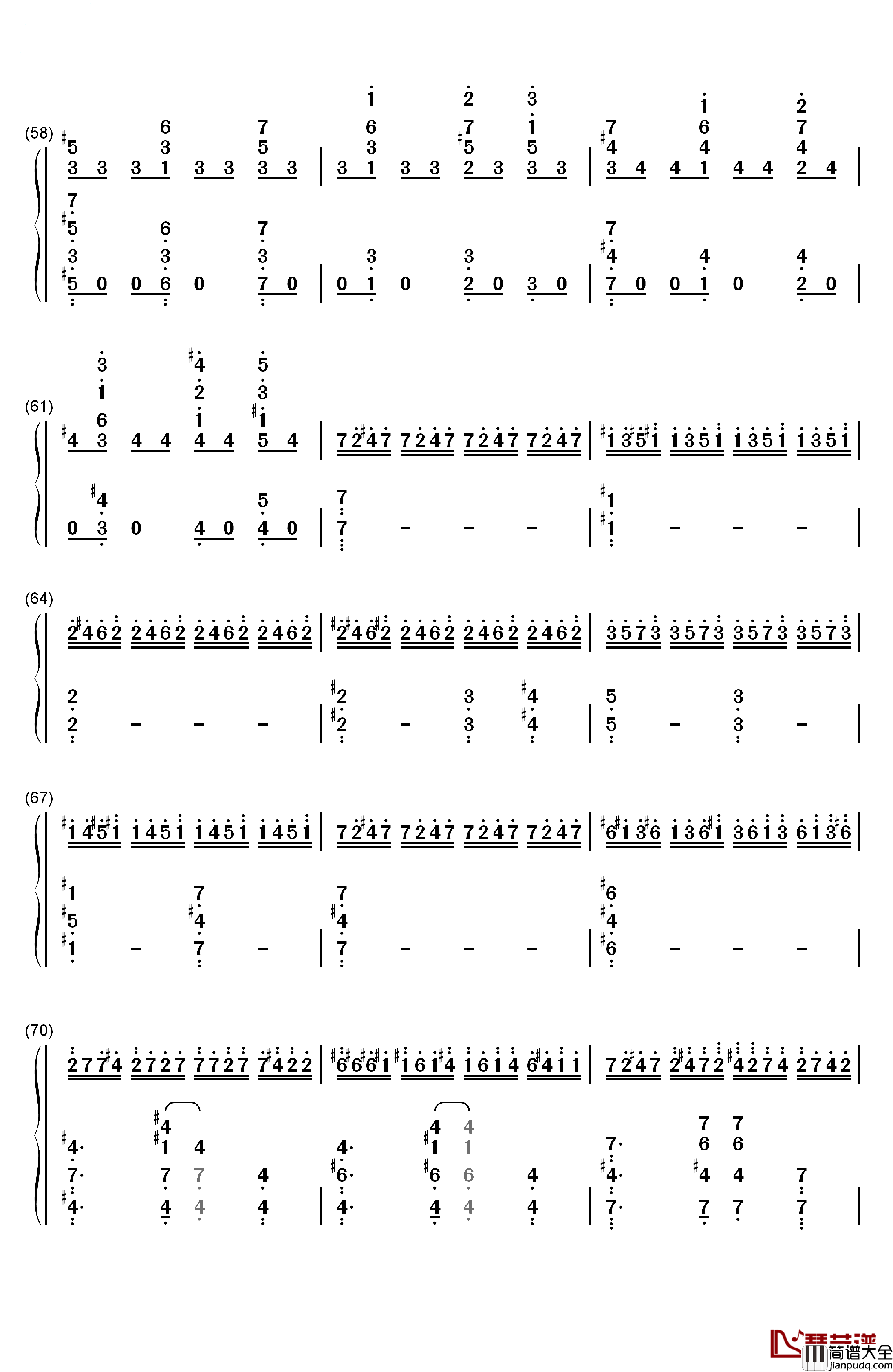 劲乐团V3钢琴简谱_数字双手_BeautifulDay