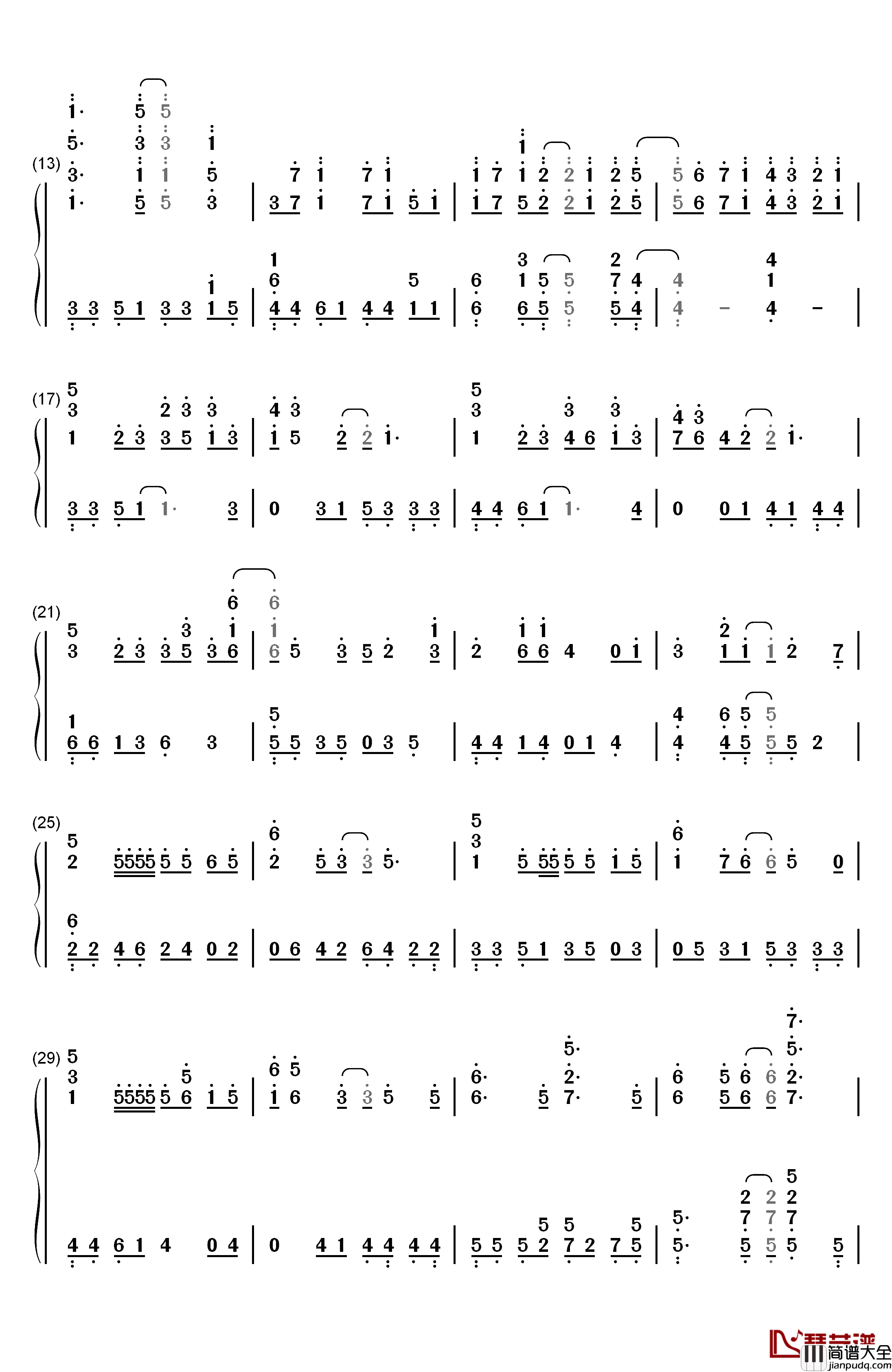 Overfly钢琴简谱_数字双手_春奈露娜