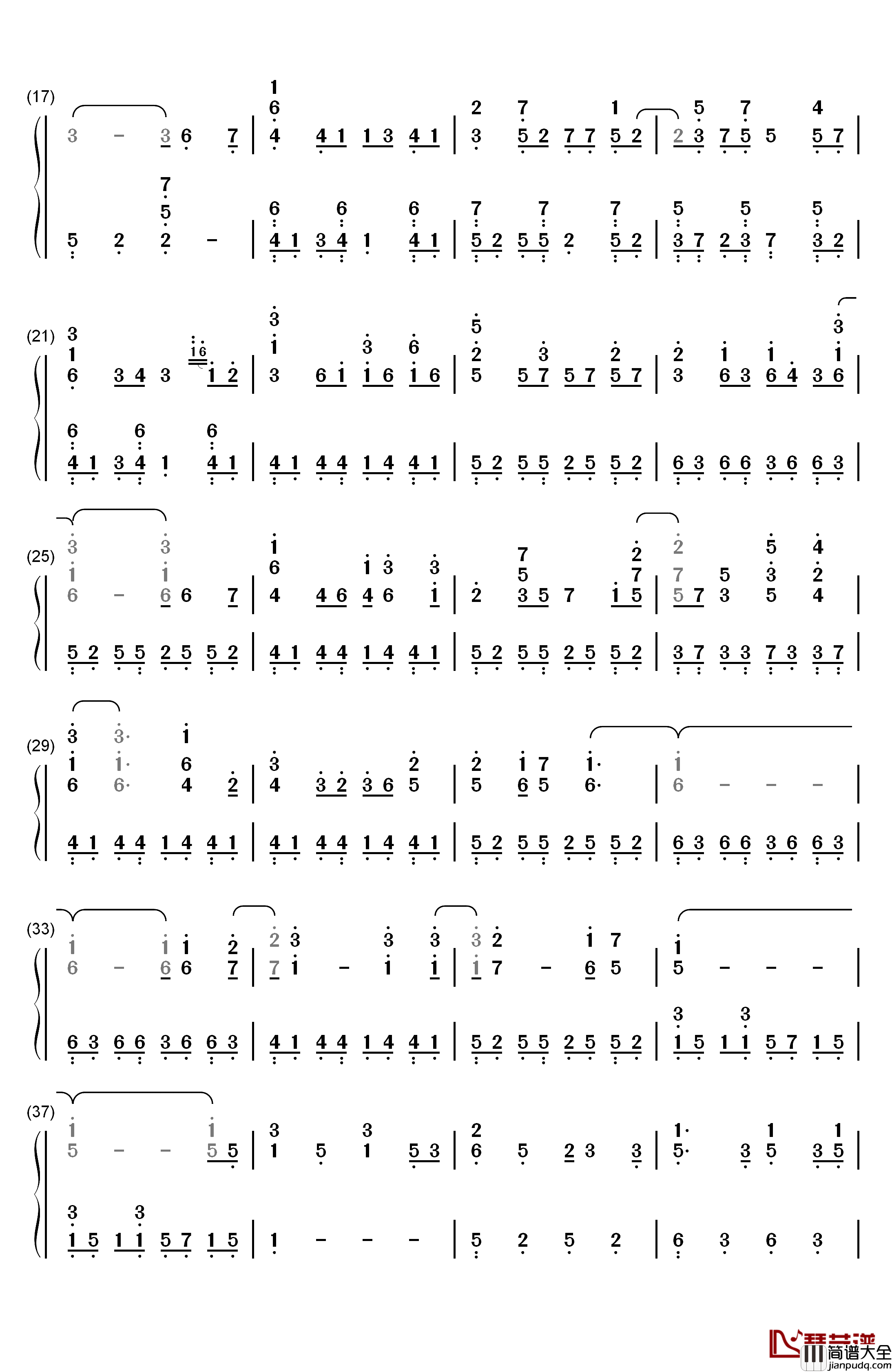 樱花樱花想见你钢琴简谱_数字双手_RSP