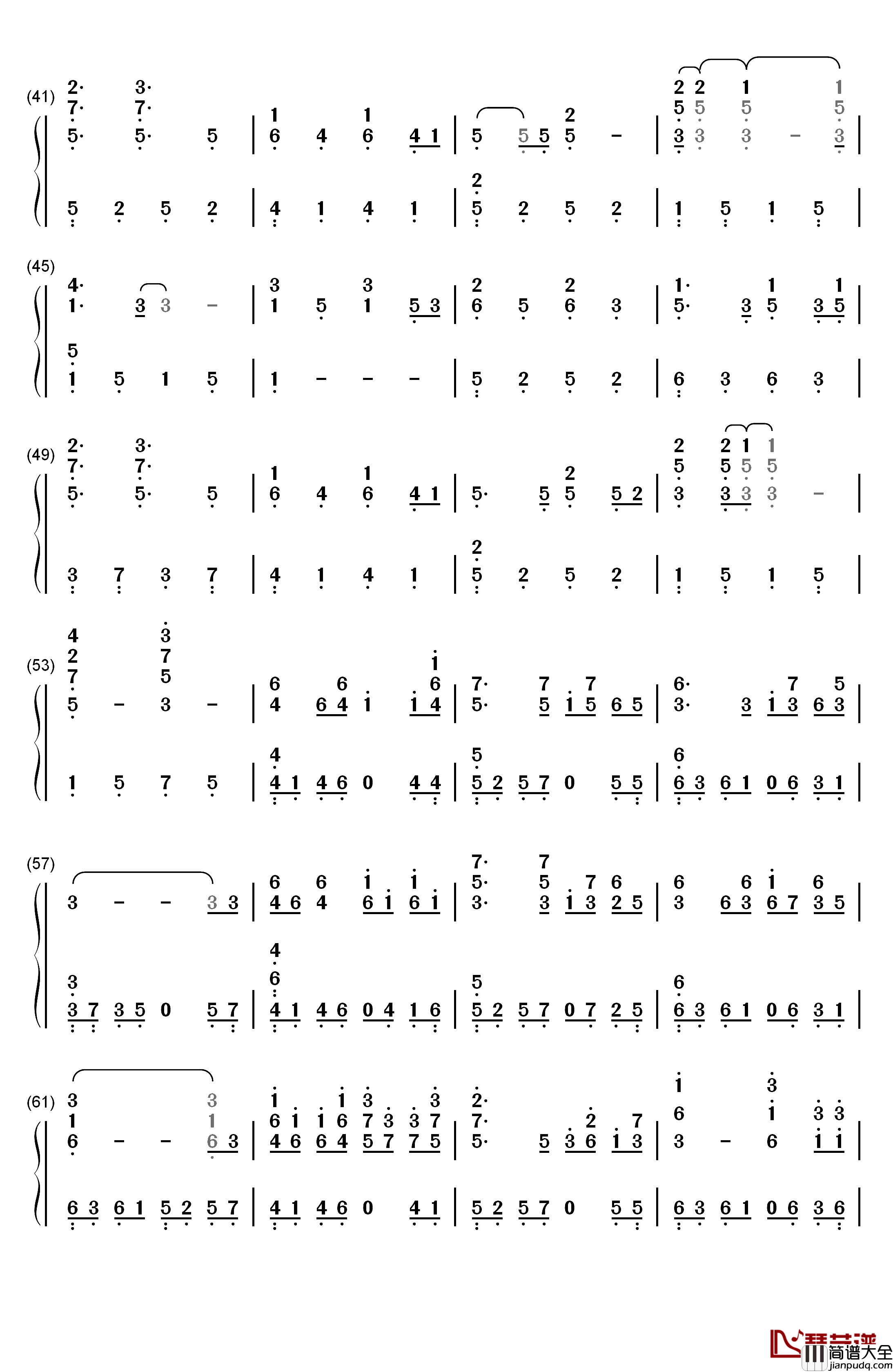 樱花樱花想见你钢琴简谱_数字双手_RSP