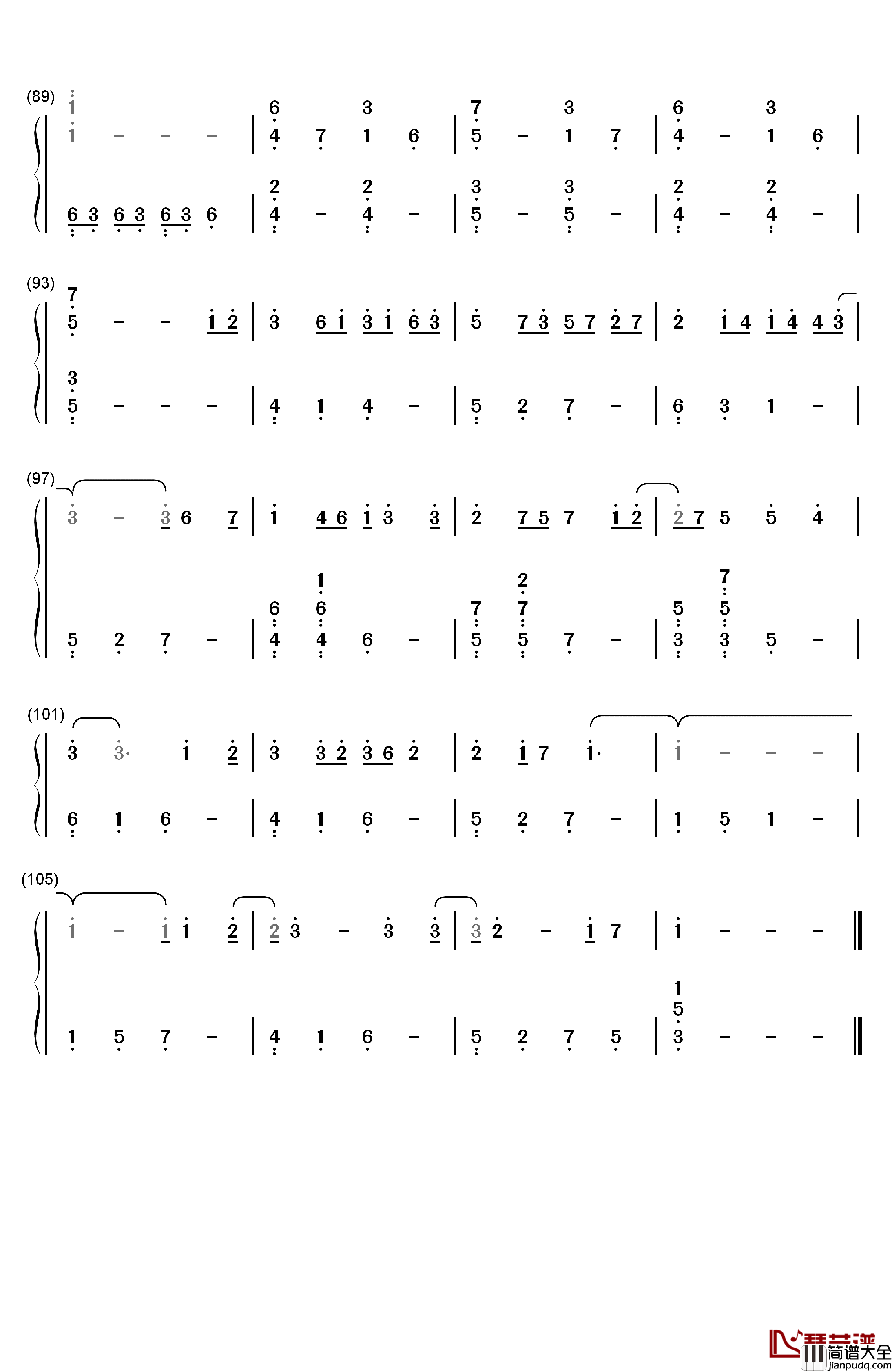 樱花樱花想见你钢琴简谱_数字双手_RSP