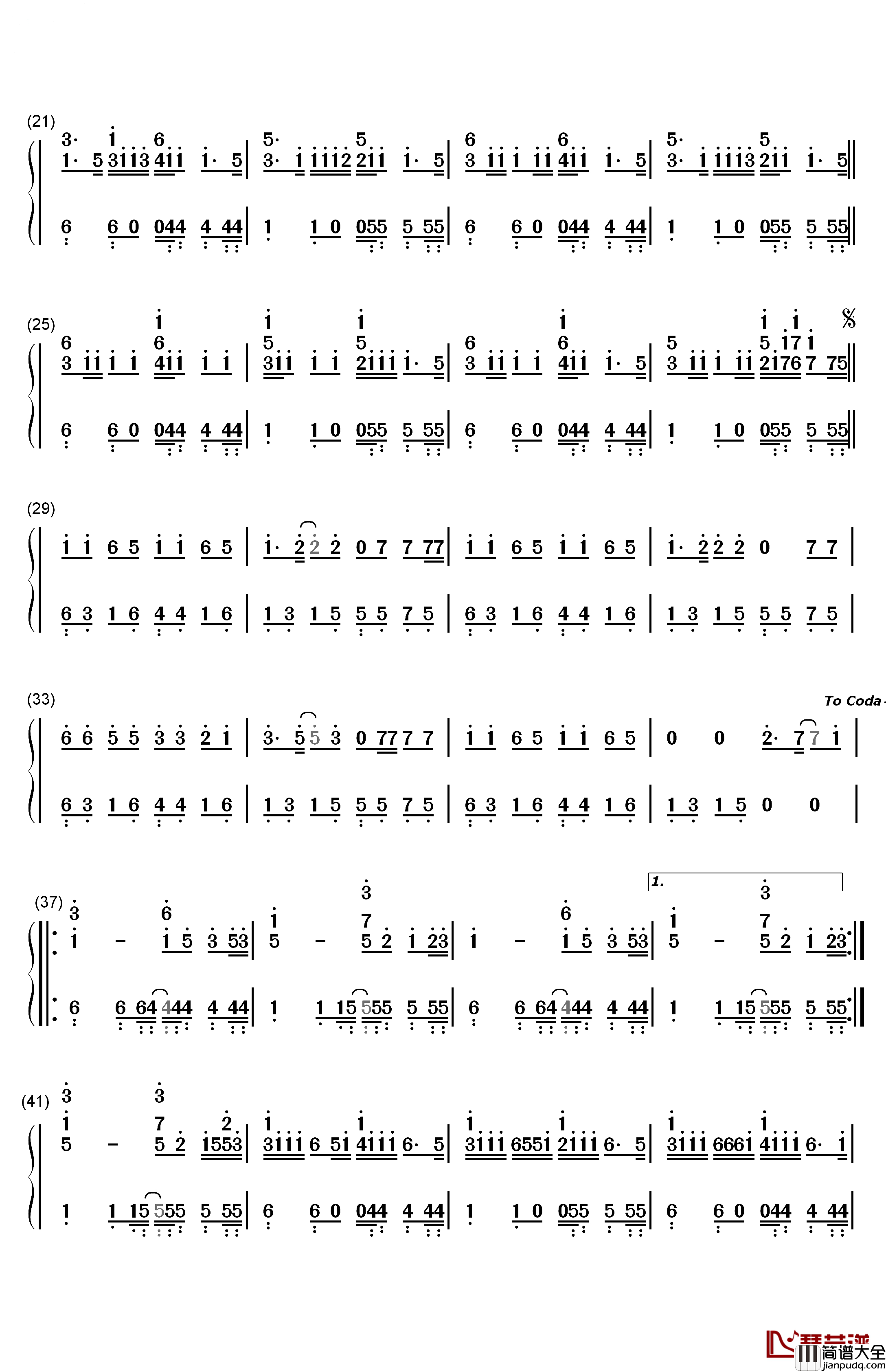 Whistle钢琴简谱_数字双手_Flo_Rida