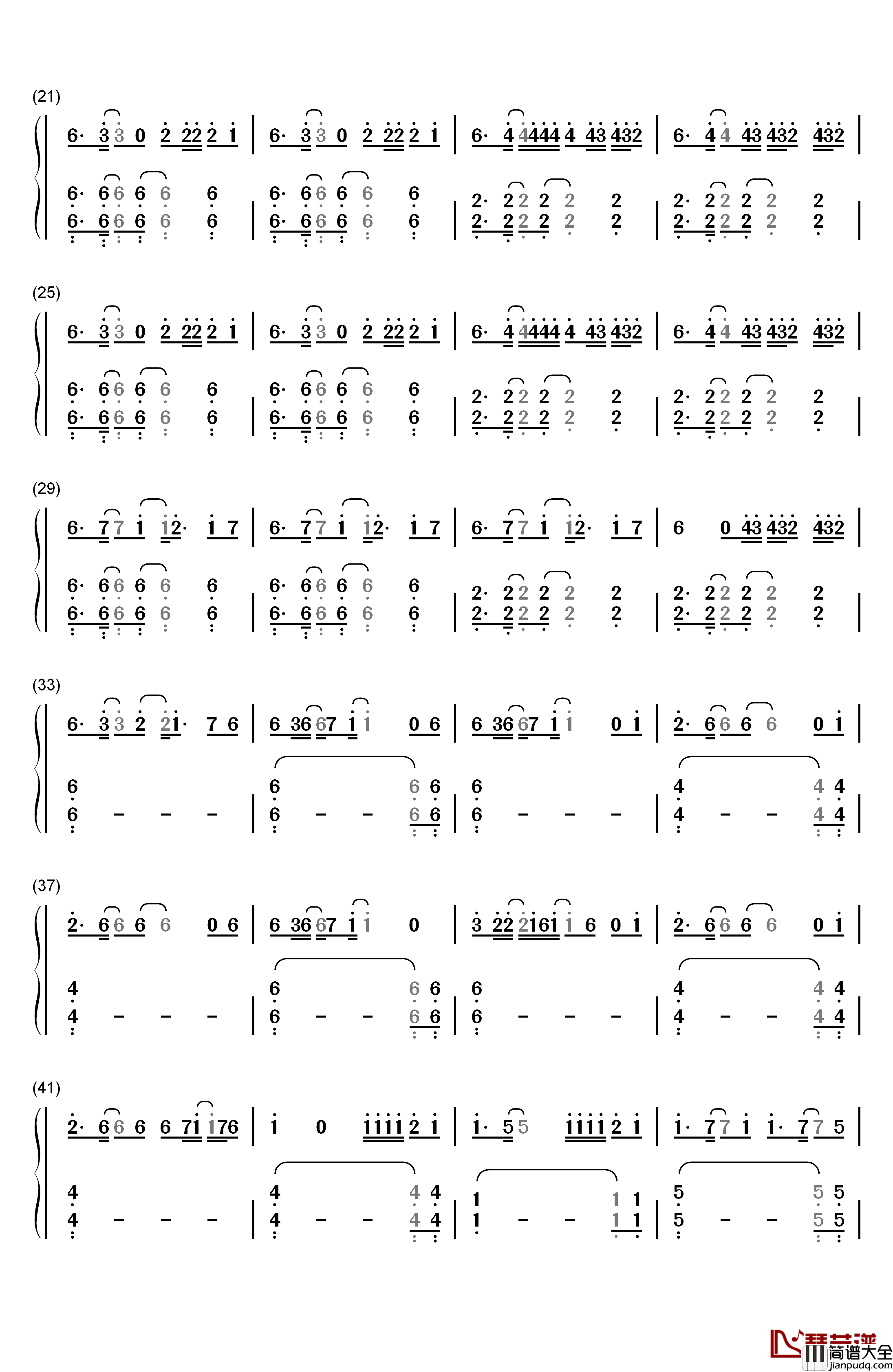 Animal钢琴简谱_数字双手_Alvaro_Soler