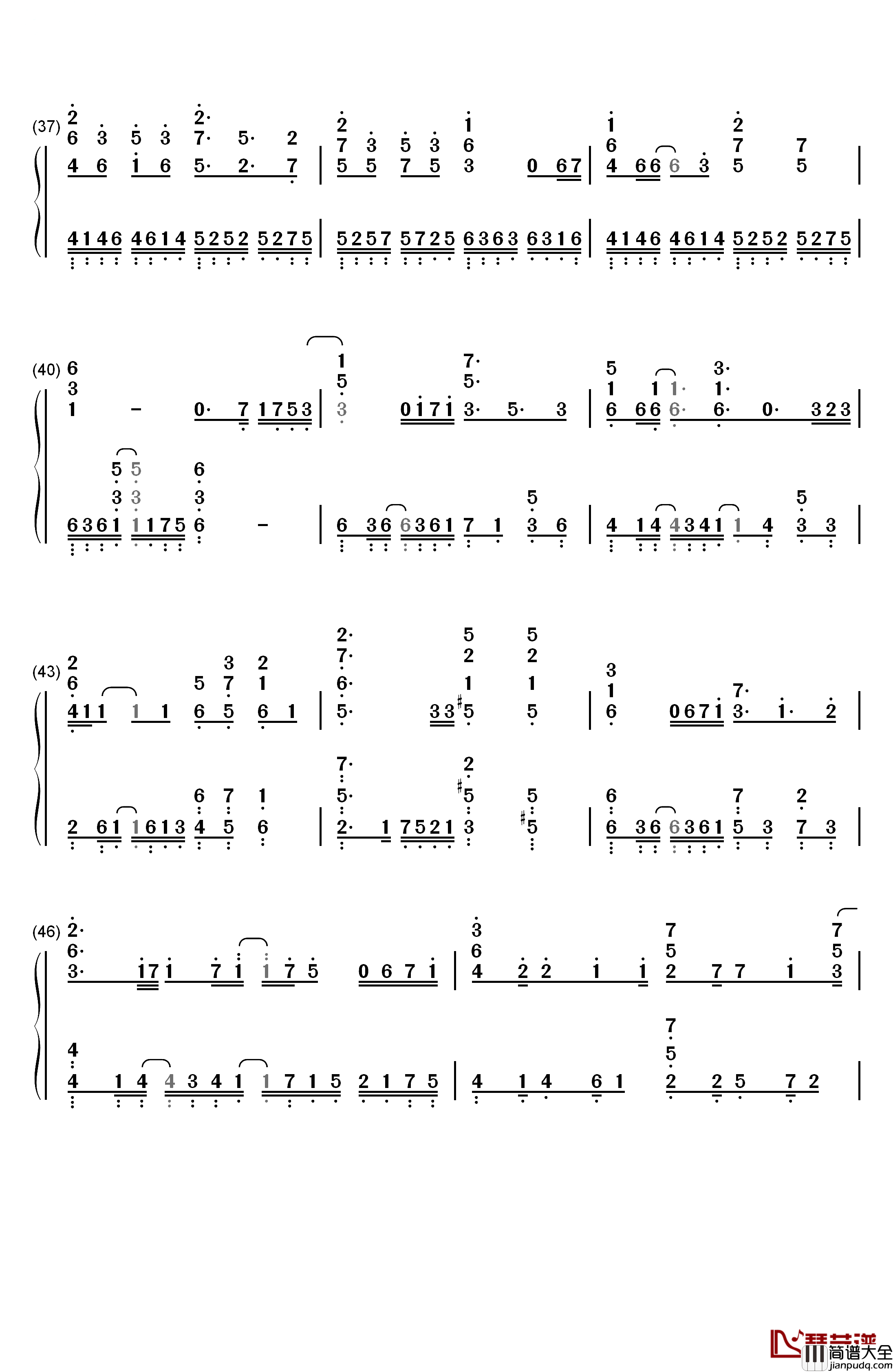 いくつもの夜を越えて钢琴简谱_数字双手_初音未来