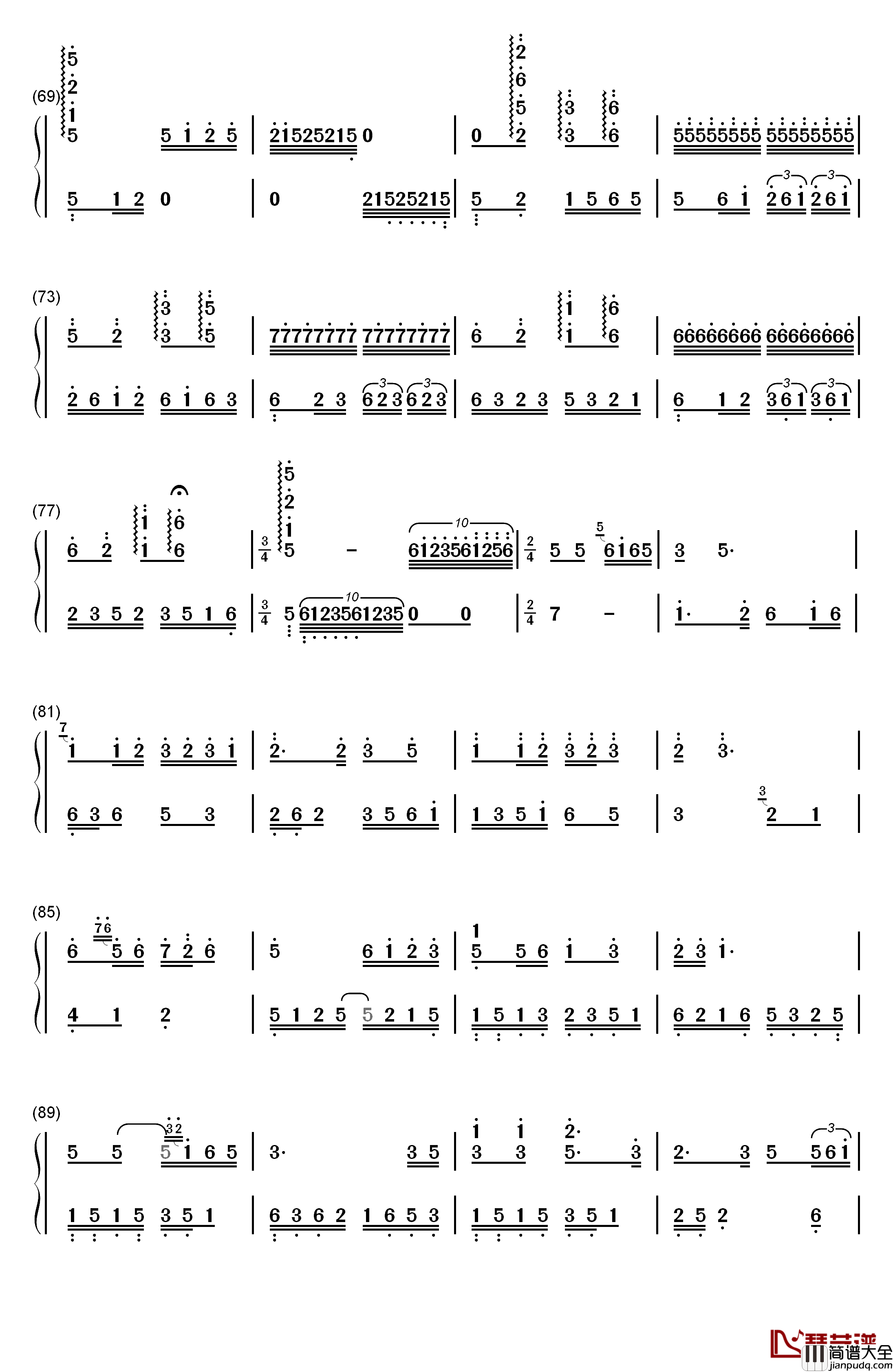 十送红军钢琴简谱_数字双手_宋祖英