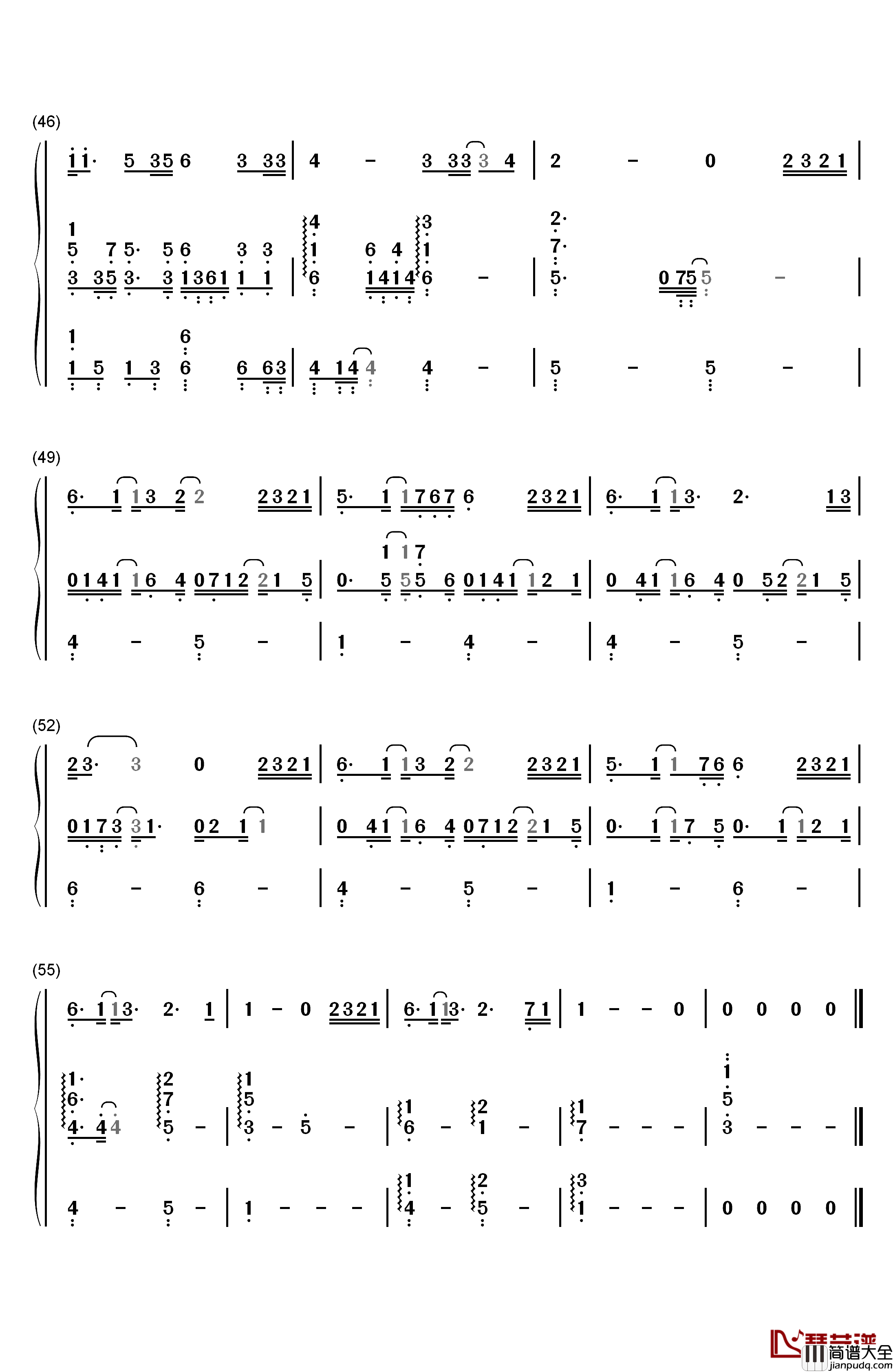 在人间钢琴简谱_数字双手_王建房
